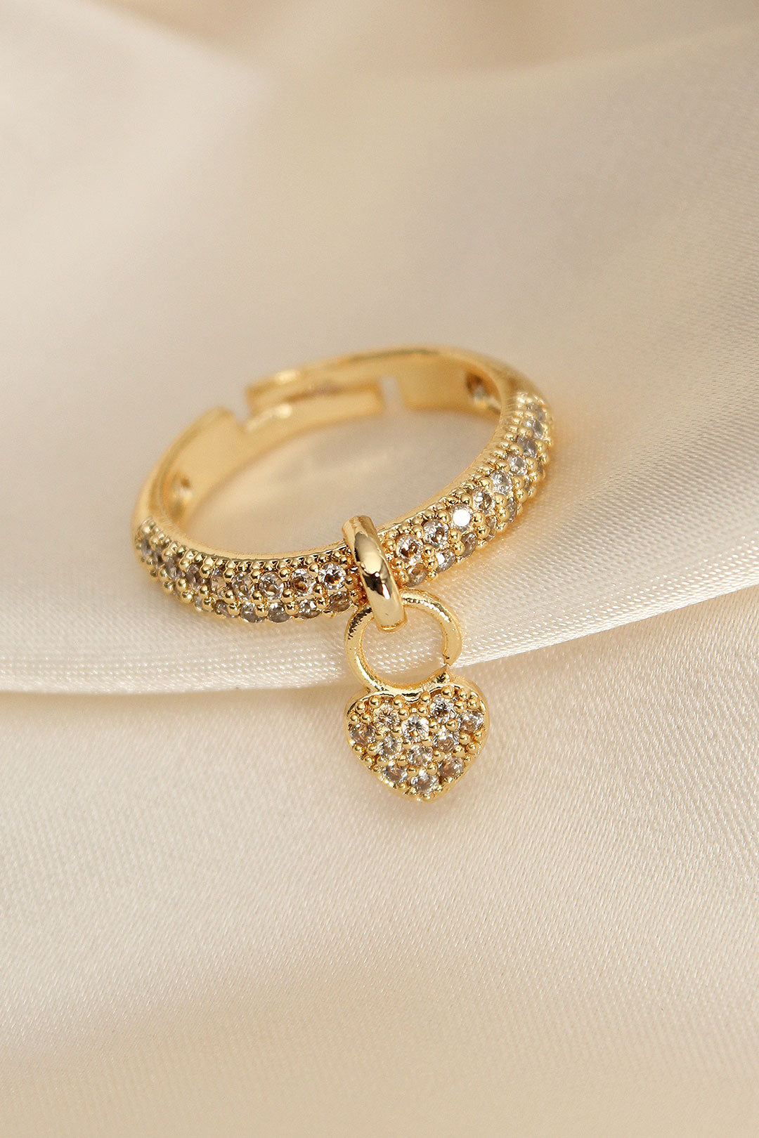 EBJ Adjustable Gold Color Heart Ring with Zircon Stone - Krasnodon