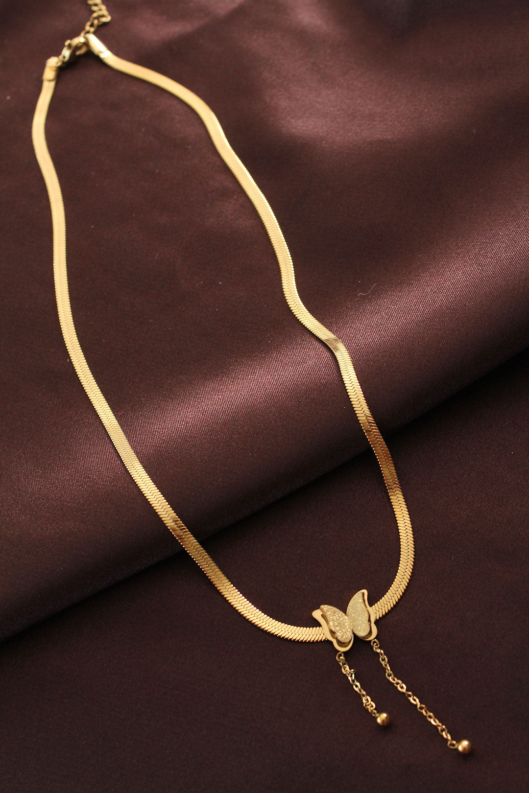 EBJ Steel Gold Color Butterfly Italian Chain Necklace - Ewell