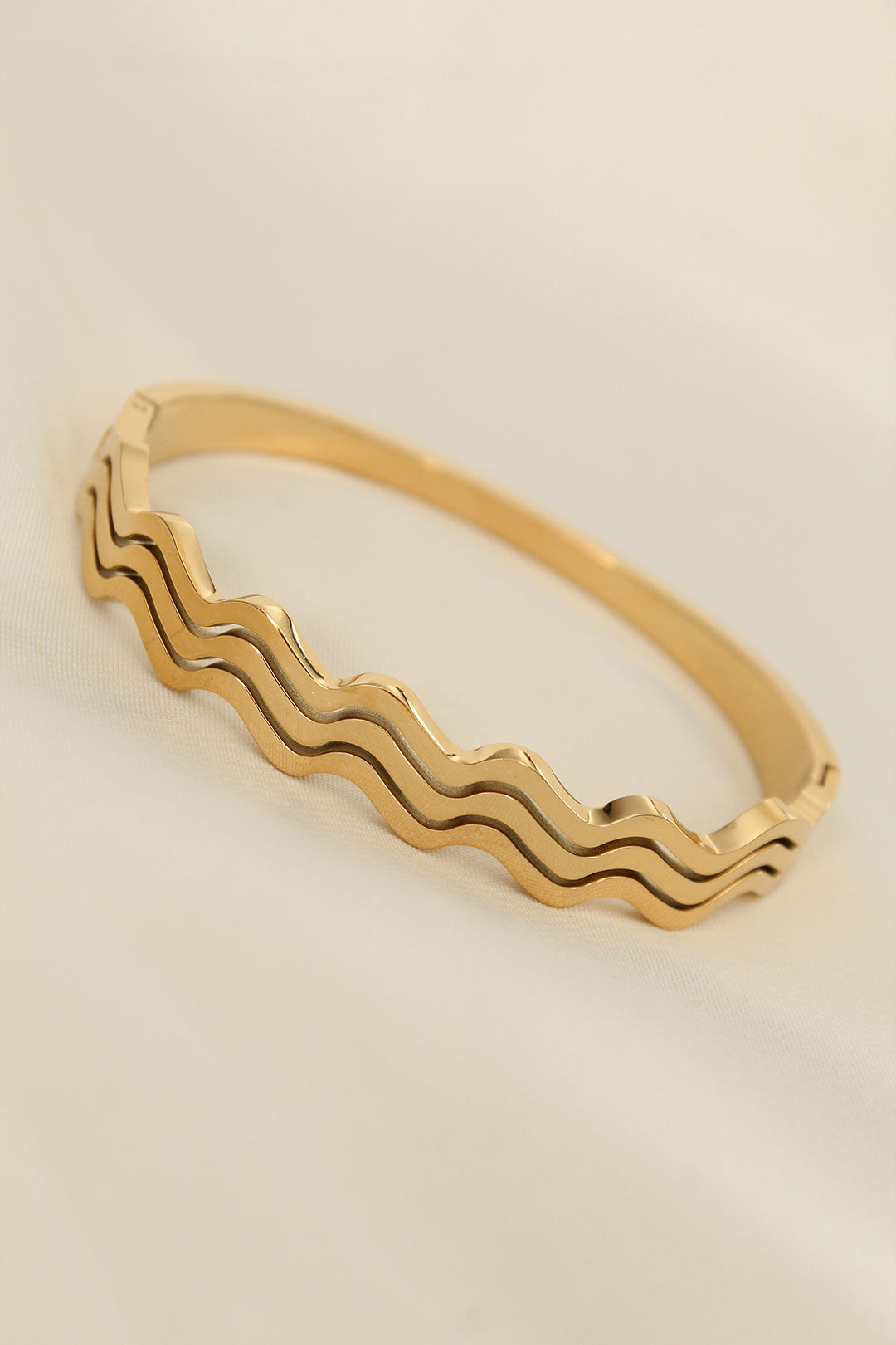 EBJ Steel Gold Color Wave Pattern Cuff Bracelet - Sydney