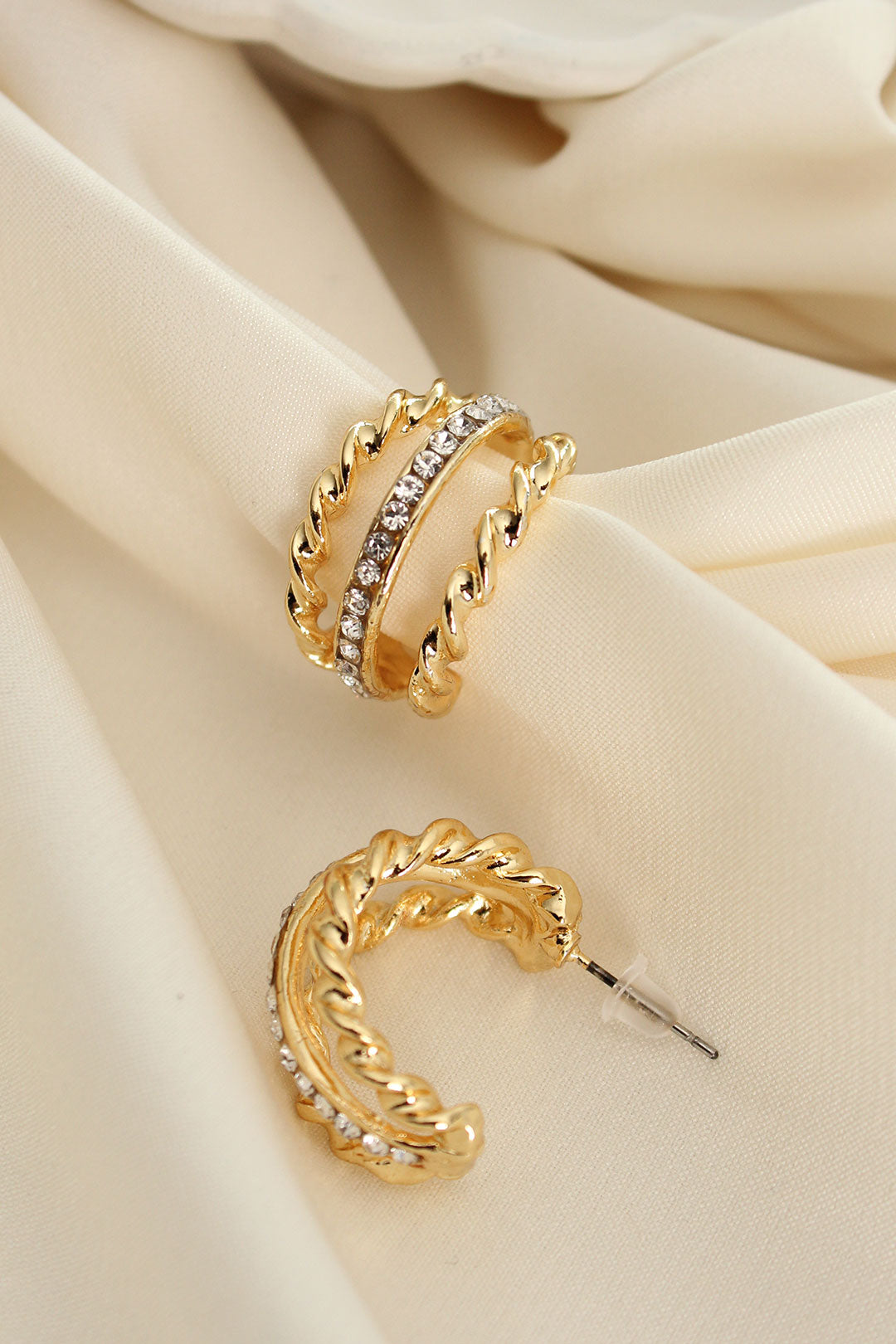 EBJ Triple Spiral Ring Earrings with Zircon Stone - Kankakee