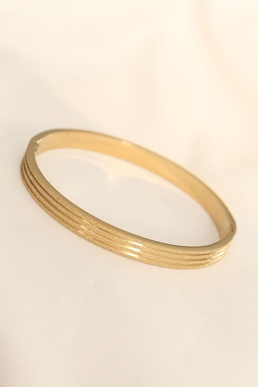 EBJ Steel Gold Color Striped Glittery Cuff Bracelet - Spruce Grove