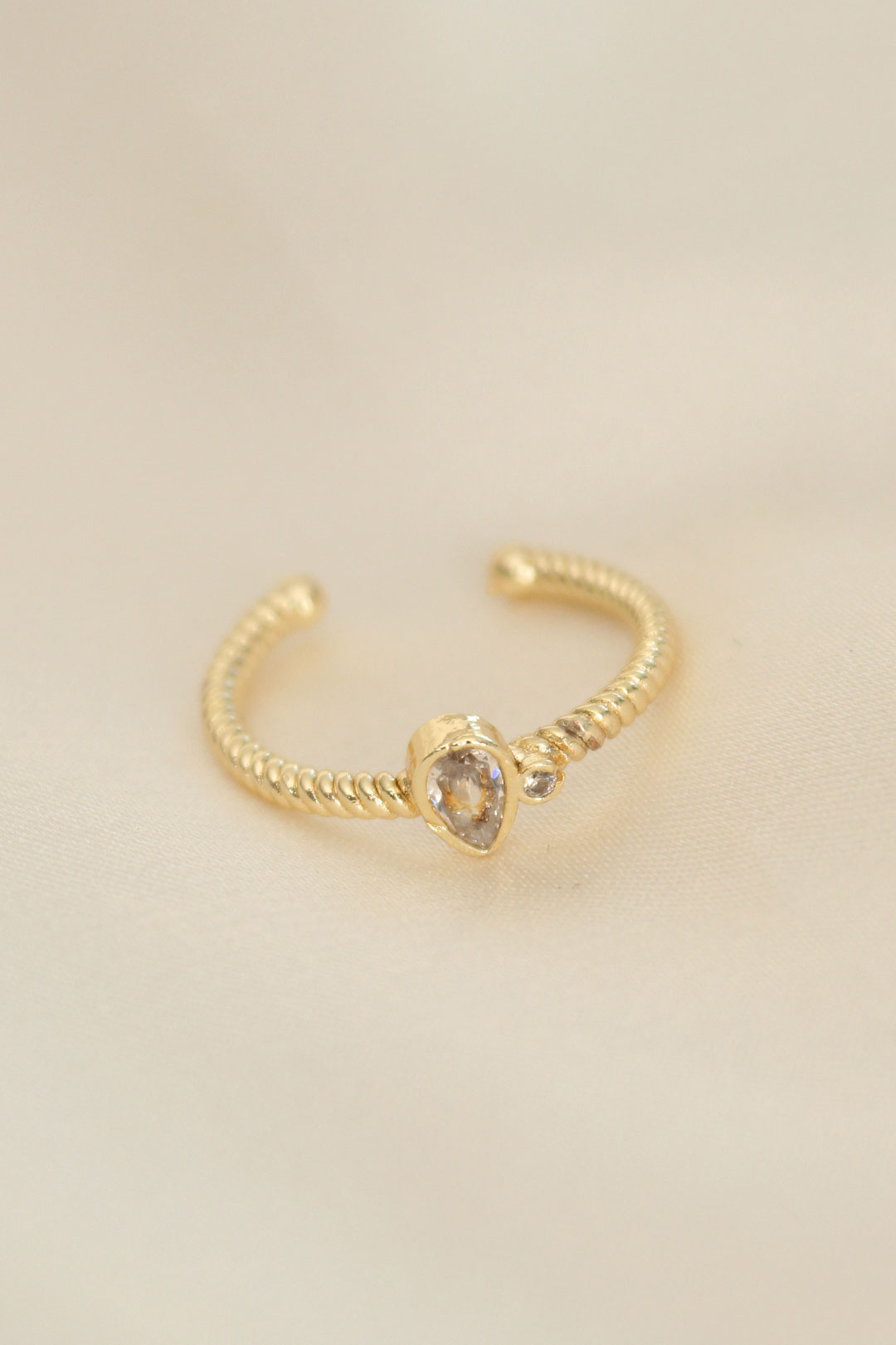 EBJ Adjustable Gold Color Zircon Stone Drop Detail Ring - Fürth