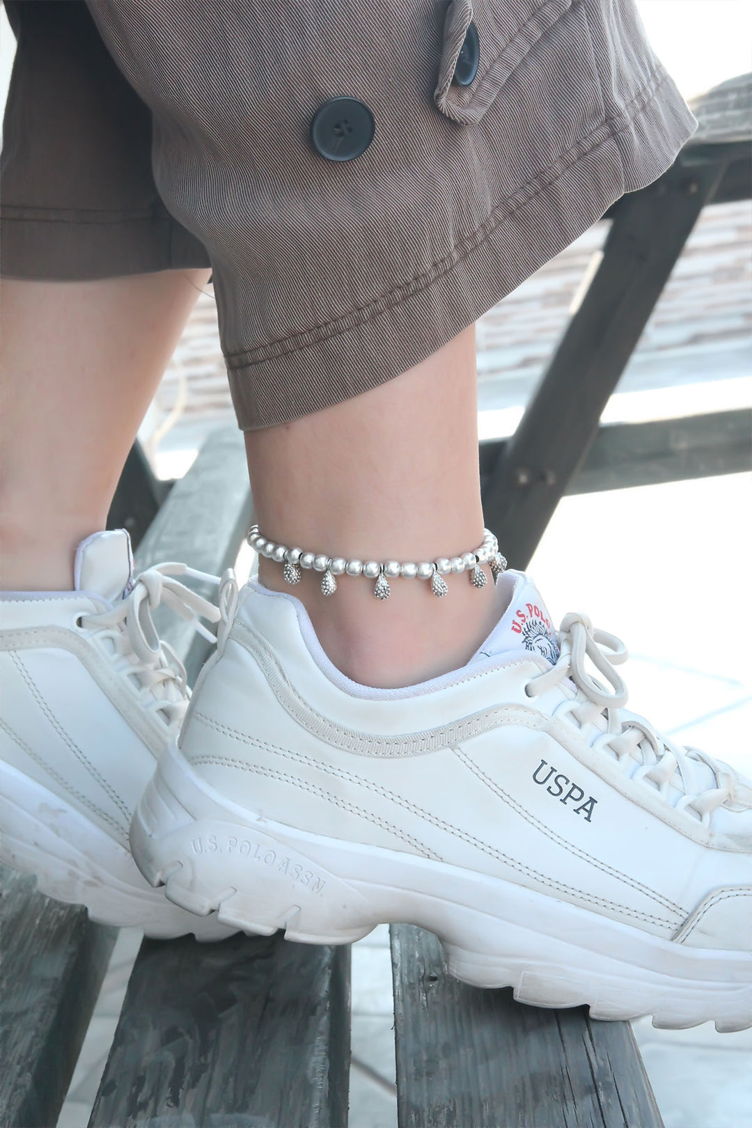 EBJ Pearl Beaded Antique Silver Color Anklet - Highlands Ranch