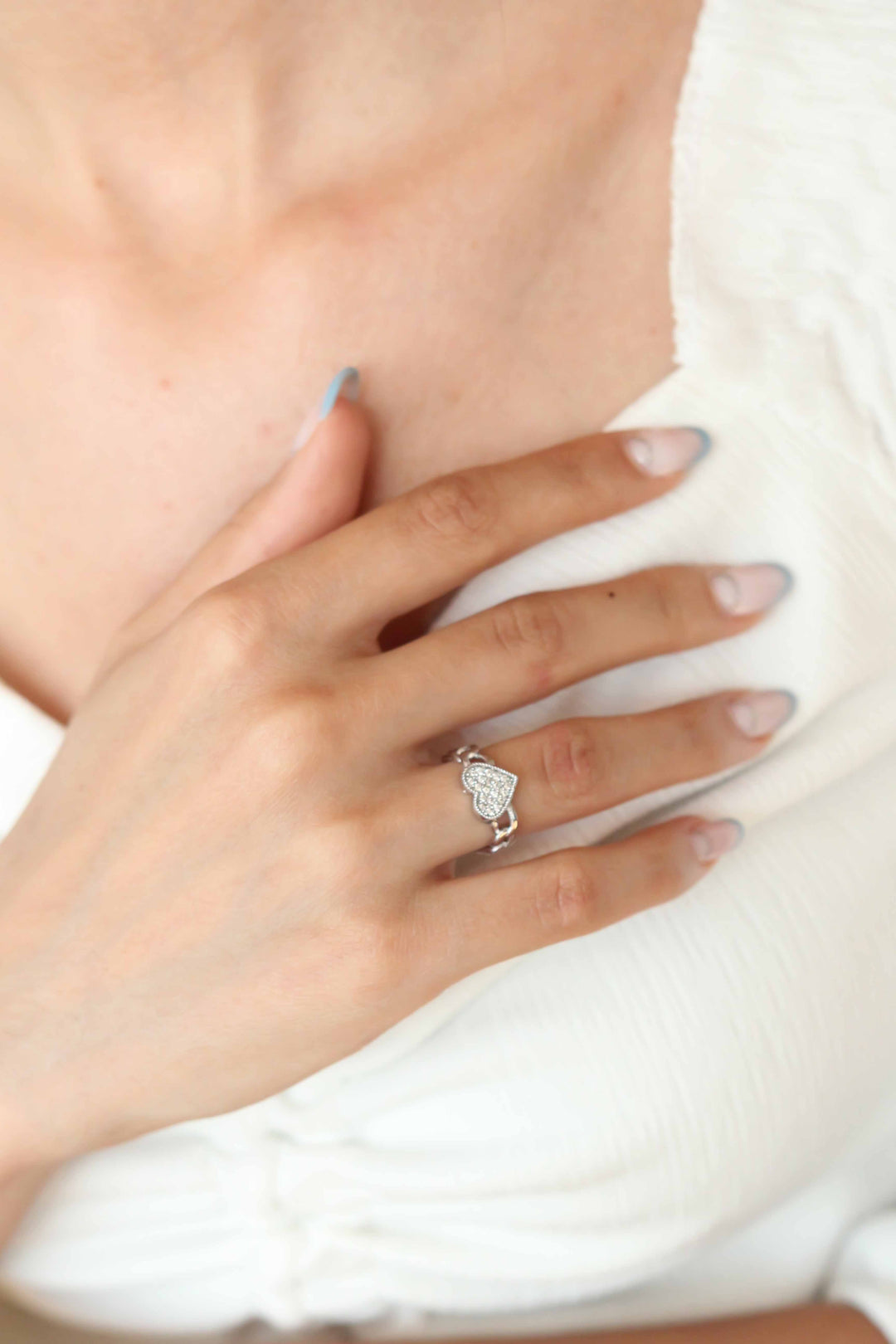 EBJ Silver Plated Heart Women's Ring with Zircon Stone - Völklingen