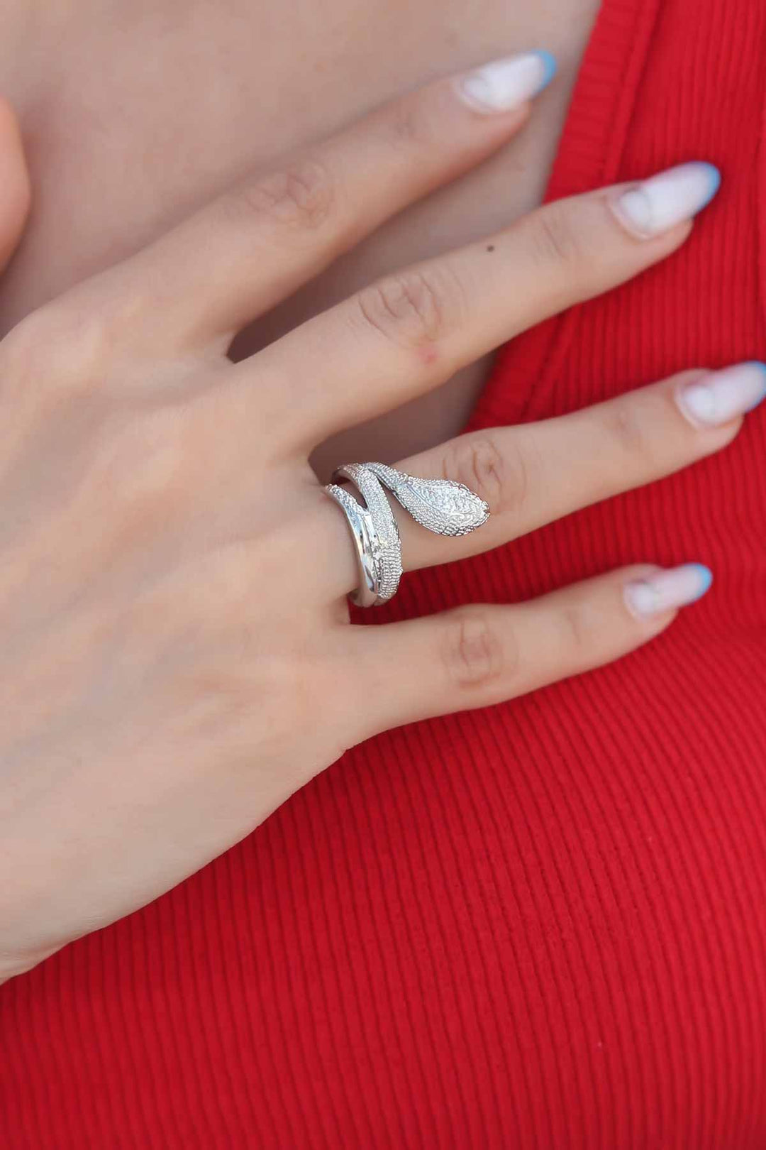 EBJ Snake Shaped Silver Color Women's Ring - Poza Rica de Hidalgo