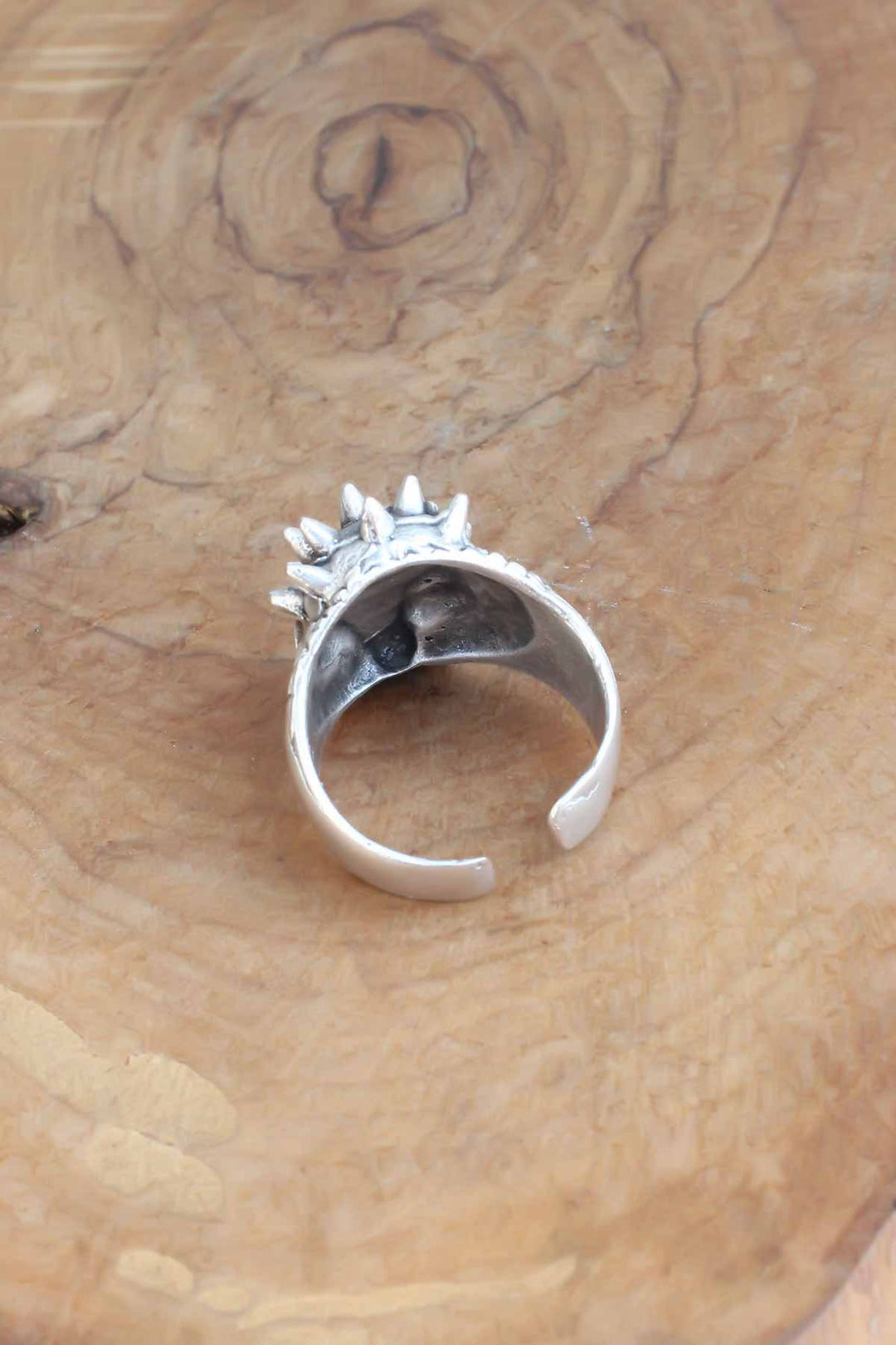 EBJ Silver Color Men's Ring with Helmeted Skull Figure - New Plymouth