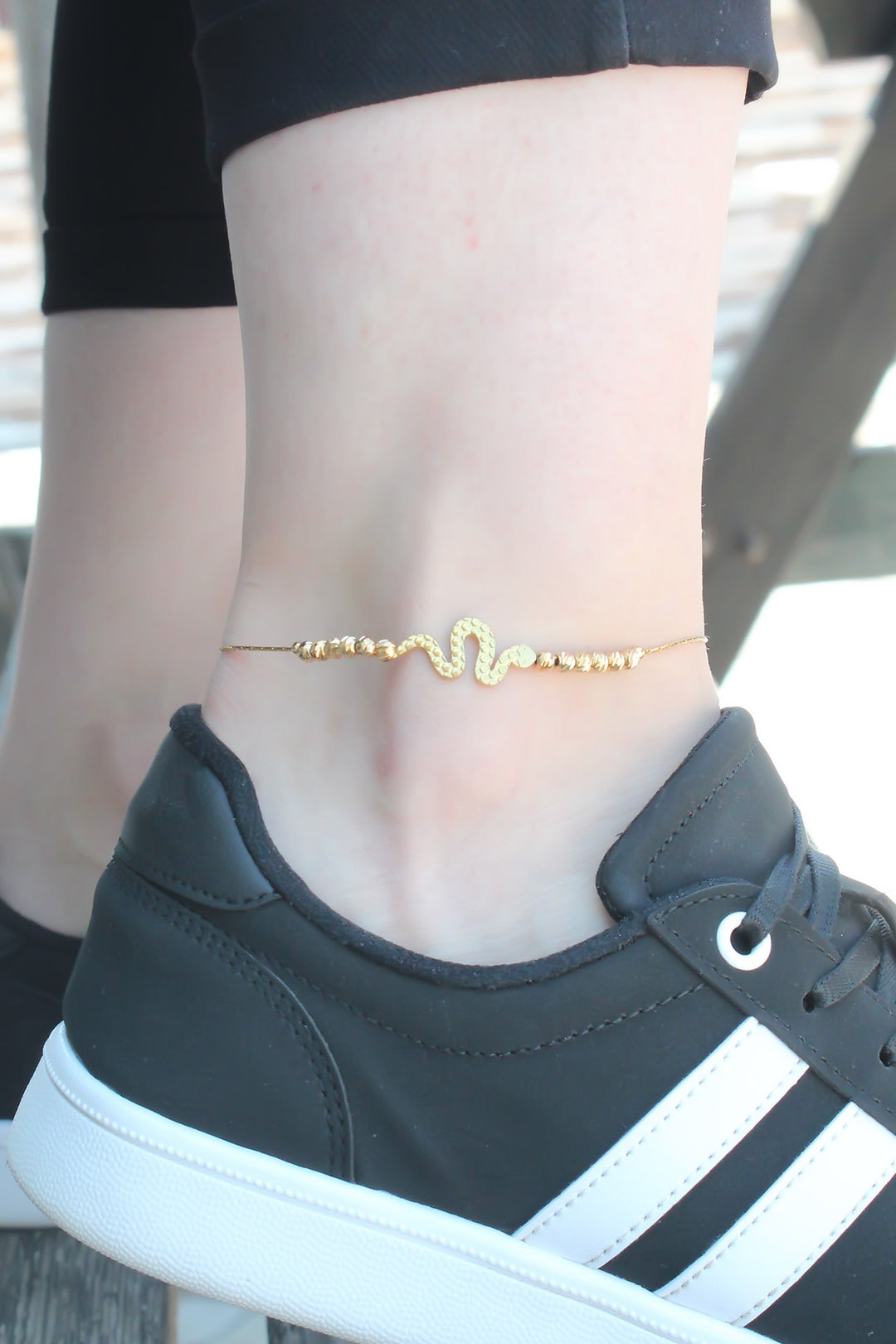 EBJ Snake Figure Gold Color Anklet - Palm Bay