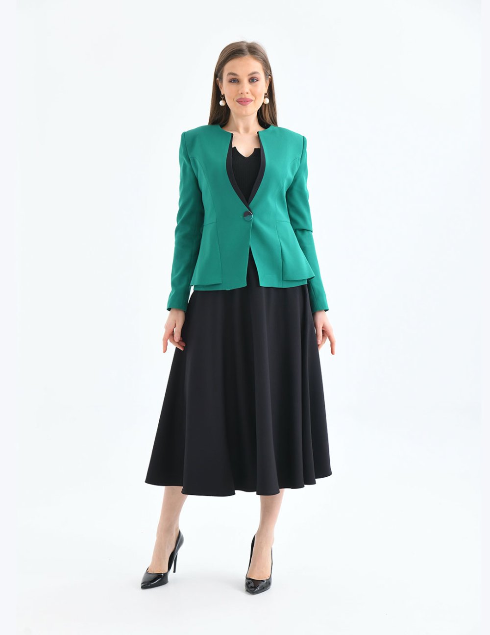 NDL Women Flared Skirt Women's Suit Green - Vestavia Hills