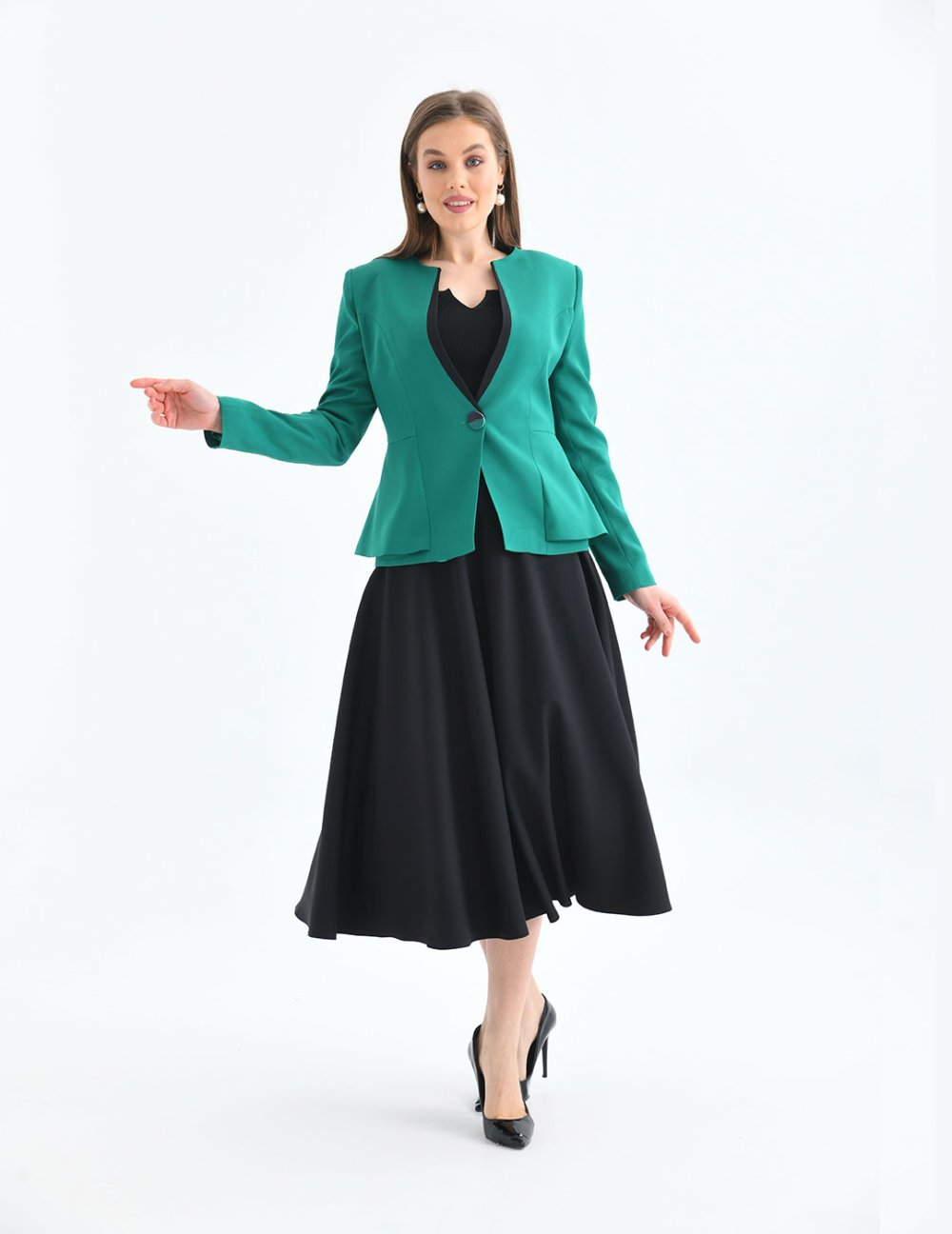 NDL Women Flared Skirt Women's Suit Green - Vestavia Hills