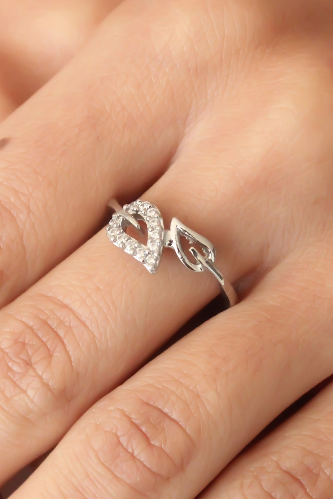 EBJ Adjustable Women's Ring with Zircon Stone Leaf Design - Uxbridge