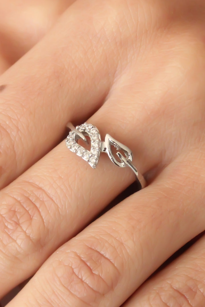 EBJ Adjustable Women's Ring with Zircon Stone Leaf Design - Uxbridge