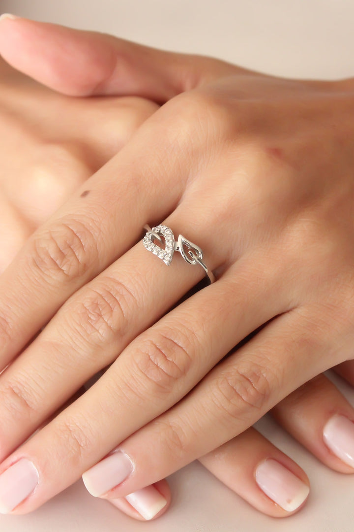 EBJ Adjustable Women's Ring with Zircon Stone Leaf Design - Uxbridge