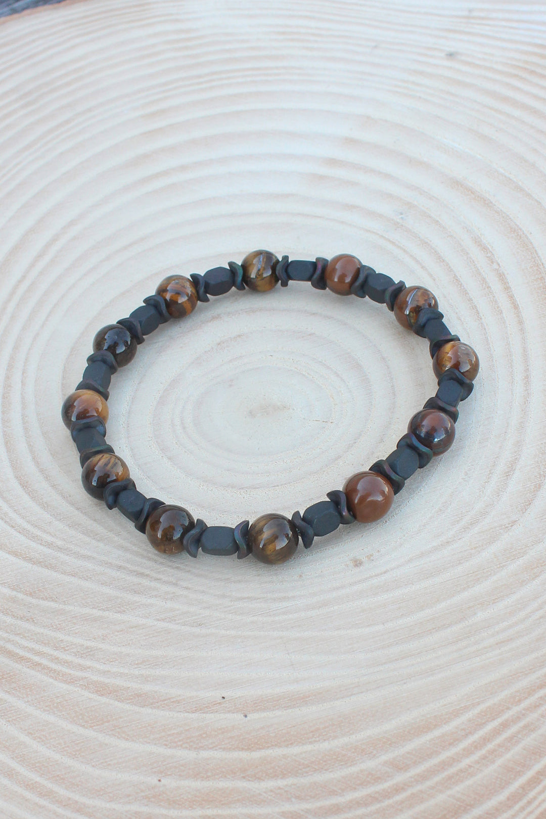 EBJ Tiger Eye Natural Stone Men's Bracelet - Silves