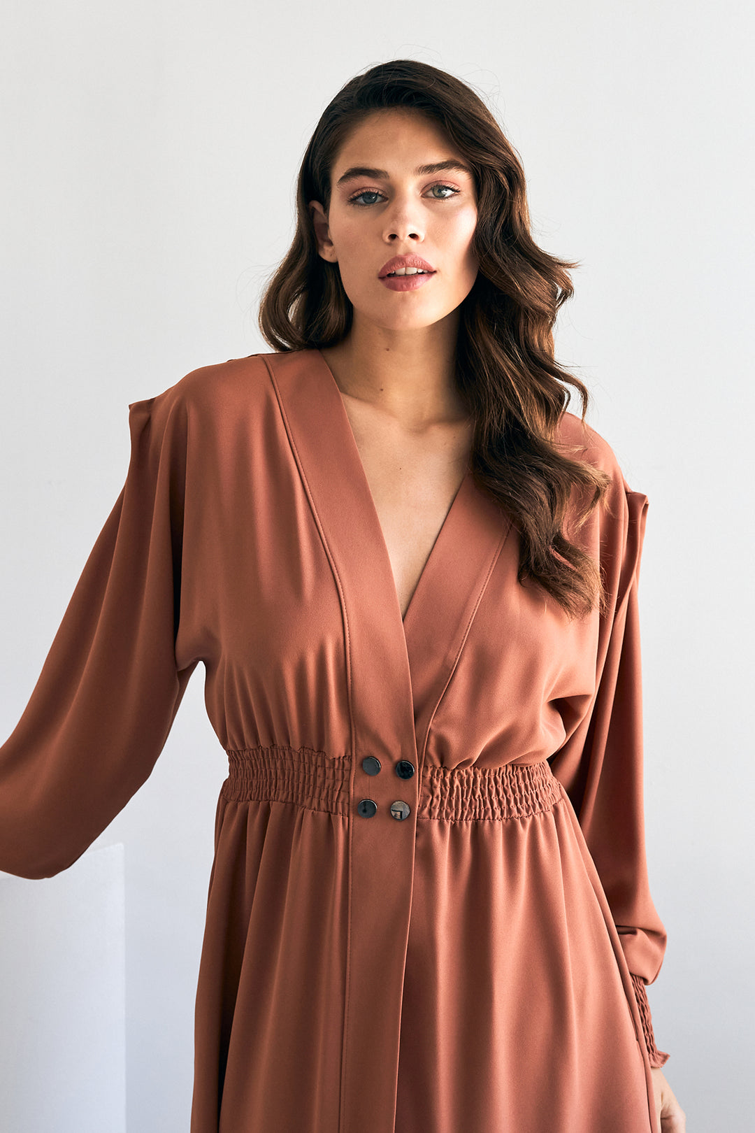 ZRF Women Laura Waist Pleated Blouse - Camel - Mantova