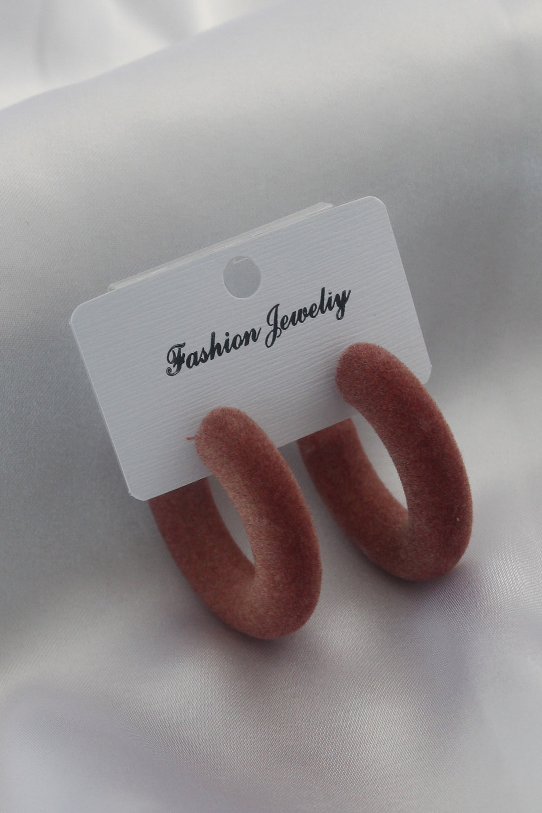 EBJ Brown Color Velvet Hoop Model Women's Earring - Tehuacán