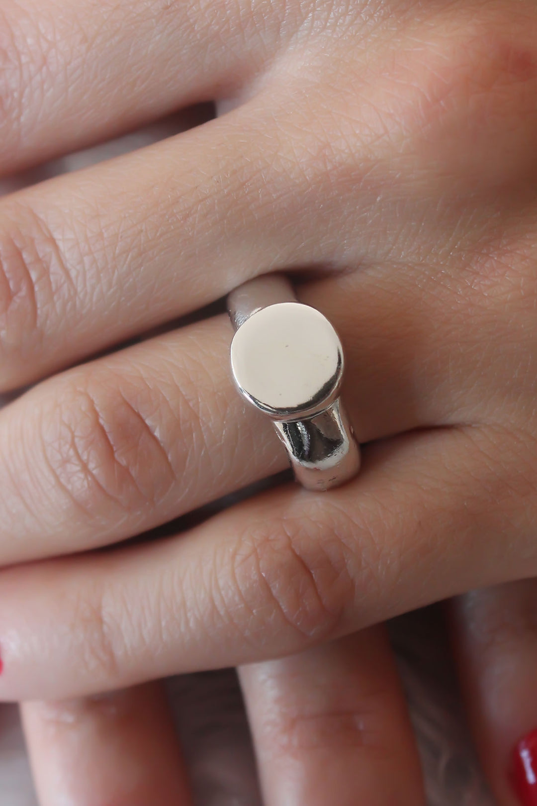 EBJ Silver Color Round Model Women's Ring - Caldas da Rainha