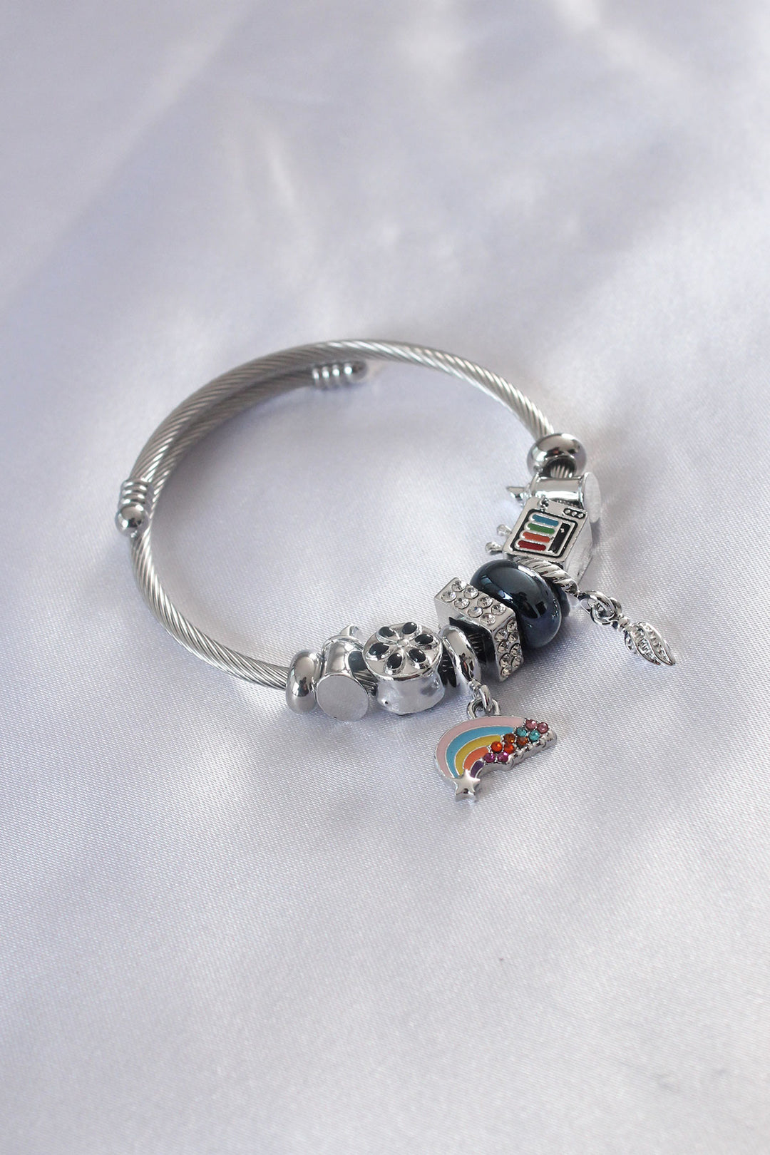 EBJ Steel Charm Model Black Bead Tailed Star Figure Zircon Stone Detail Women's Bracelet - Caluire-et-Cuire