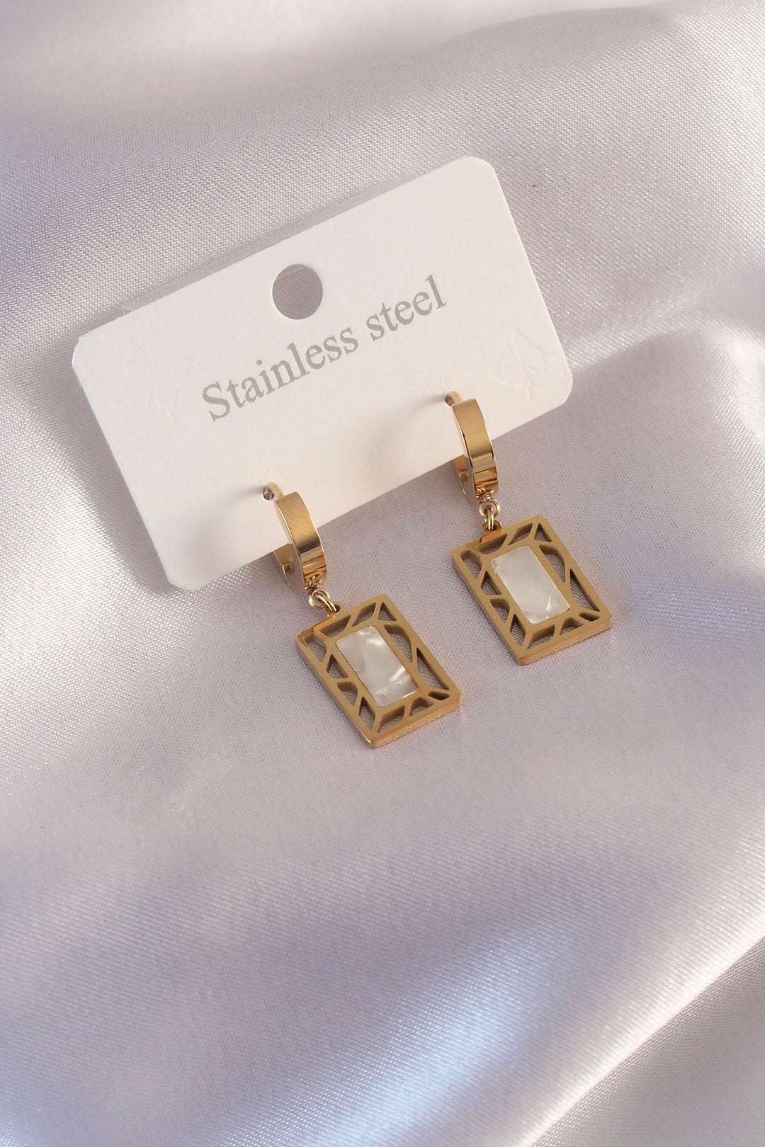 EBJ Steel Gold Color Square Women's Earring - Ardea