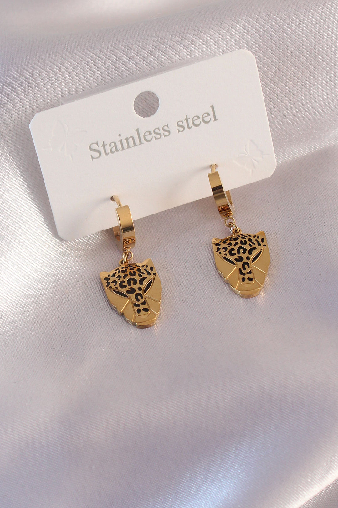 EBJ Steel Gold Color Leopard Figure Women's Earrings - Gold Coast