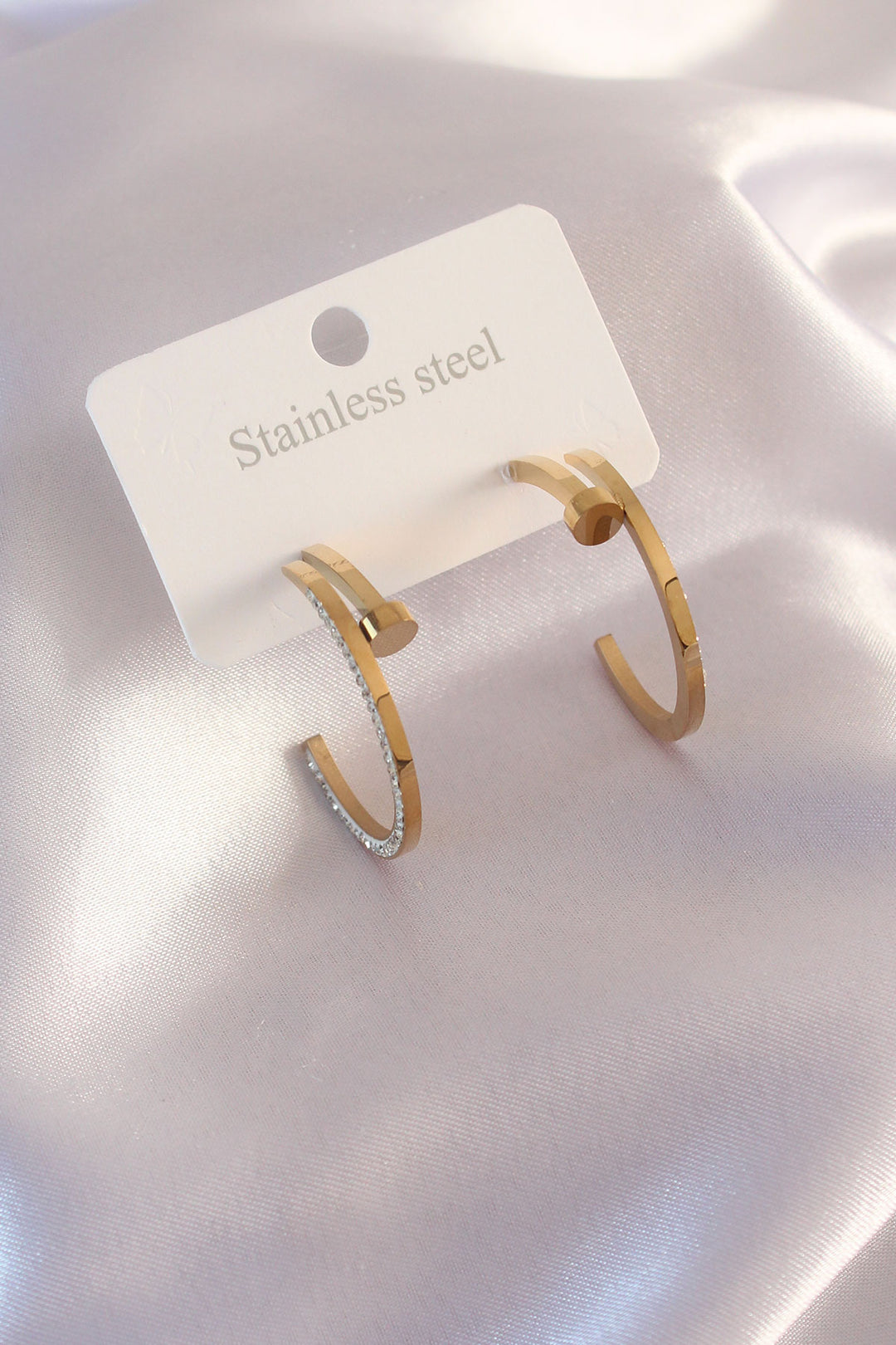 EBJ Steel Gold Color Zircon Stone Detail Women's Earring - Maisons-Alfort