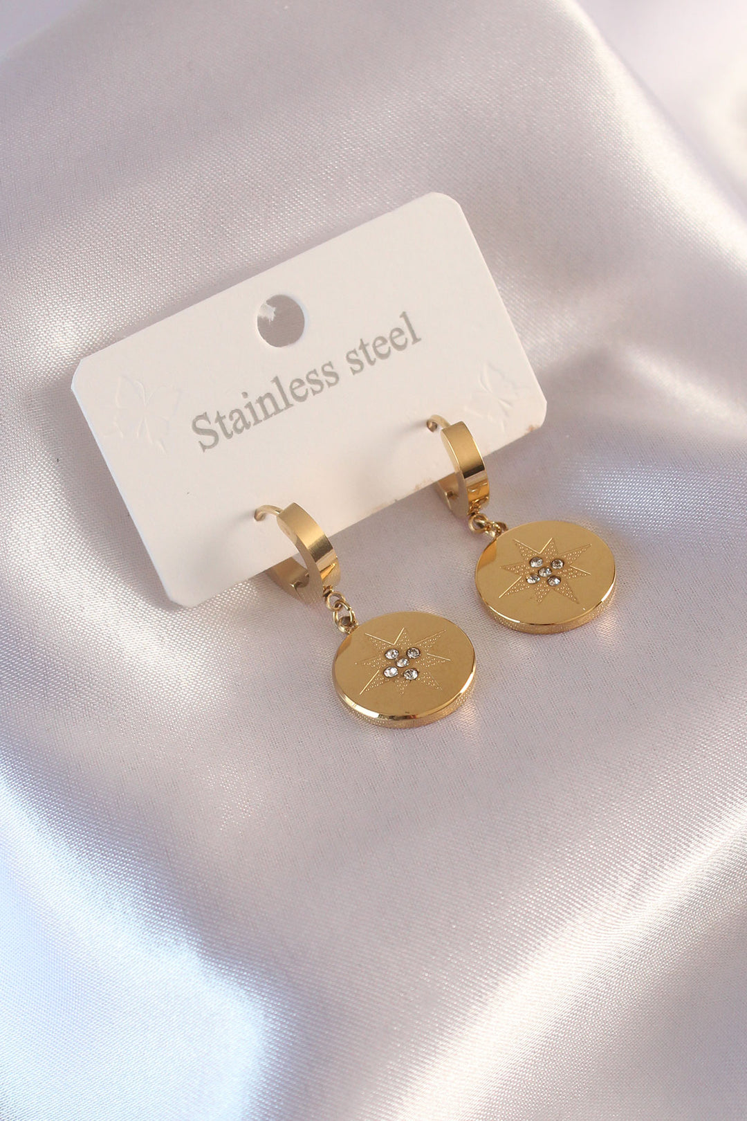 EBJ Steel Gold Color Polaris Embroidery Earrings with Zircon Stone for Women - Redmond