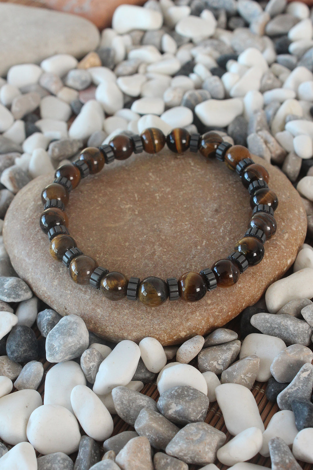 EBJ Bright Tiger Eye Natural Stone Men's Bracelet - Oakland Park