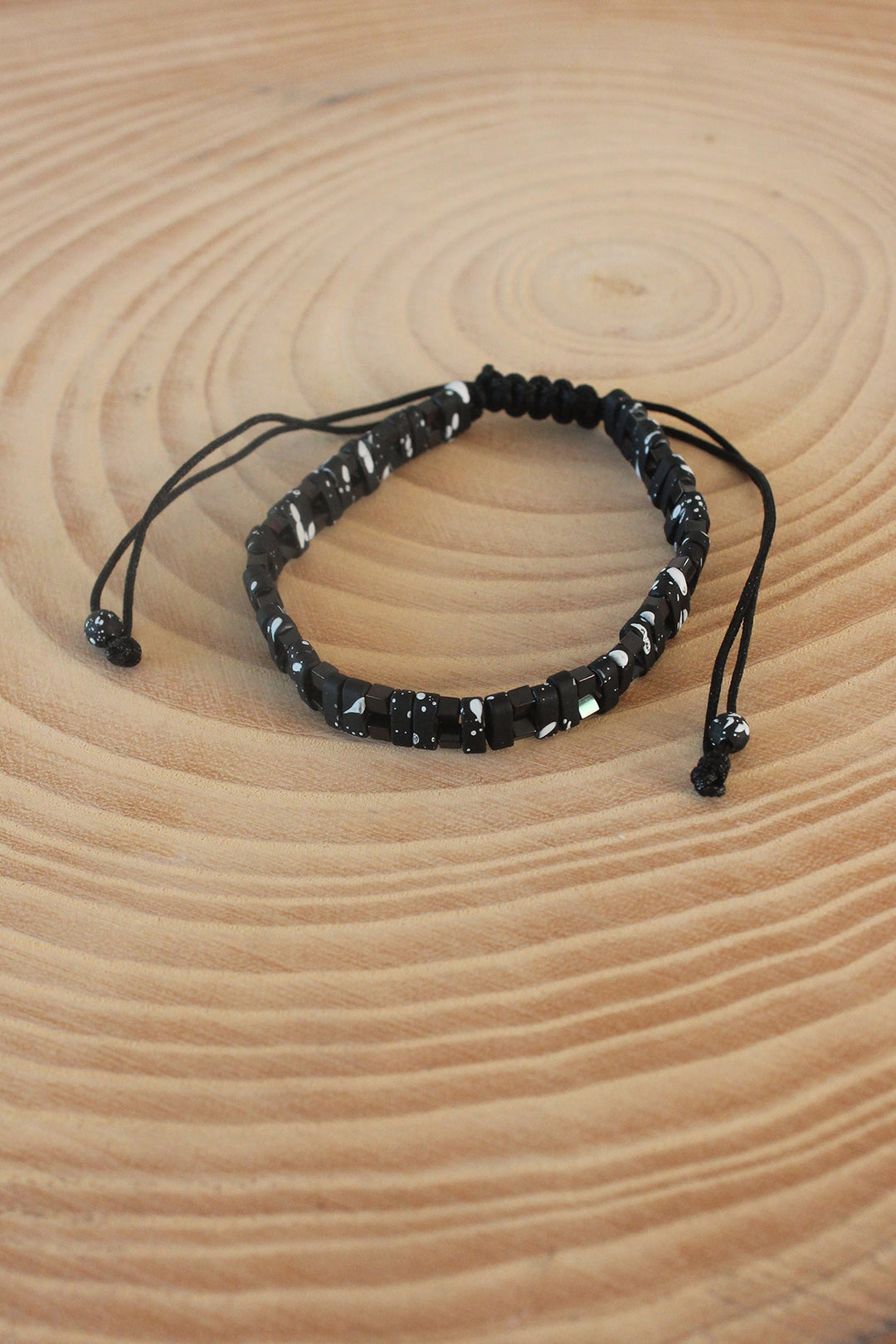 EBJ Black and White Macrame Natural Stone Men's Bracelet - Dovzhansk