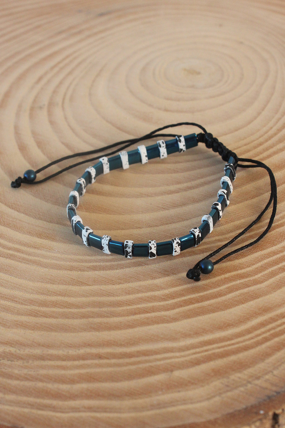 EBJ Green White Hematite Macrame Natural Stone Men's Bracelet - Misantla