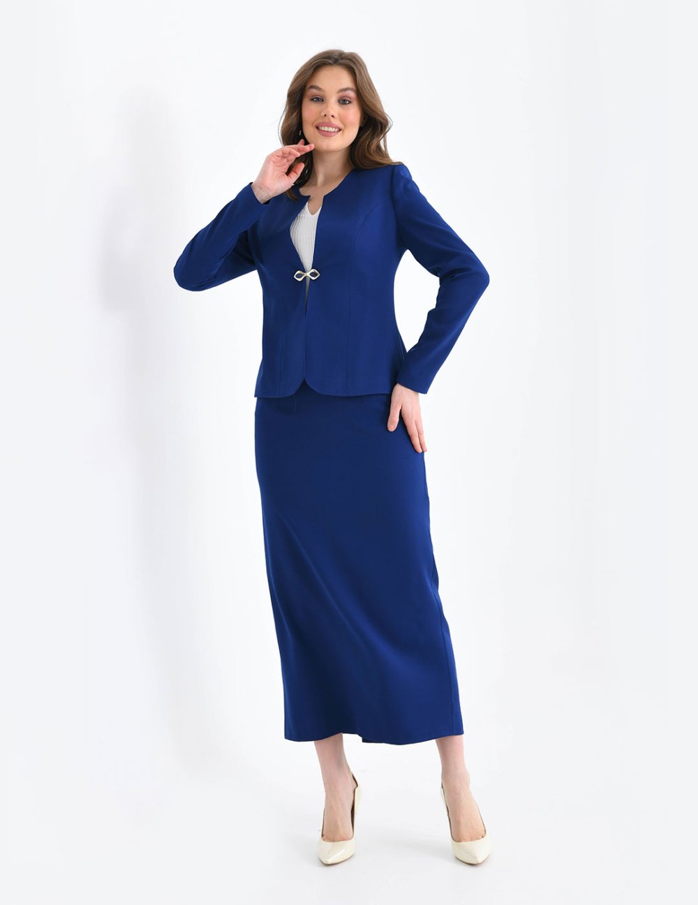 NDL Women Navy Blue Women's Suit with Pencil Skirt - Lakeville