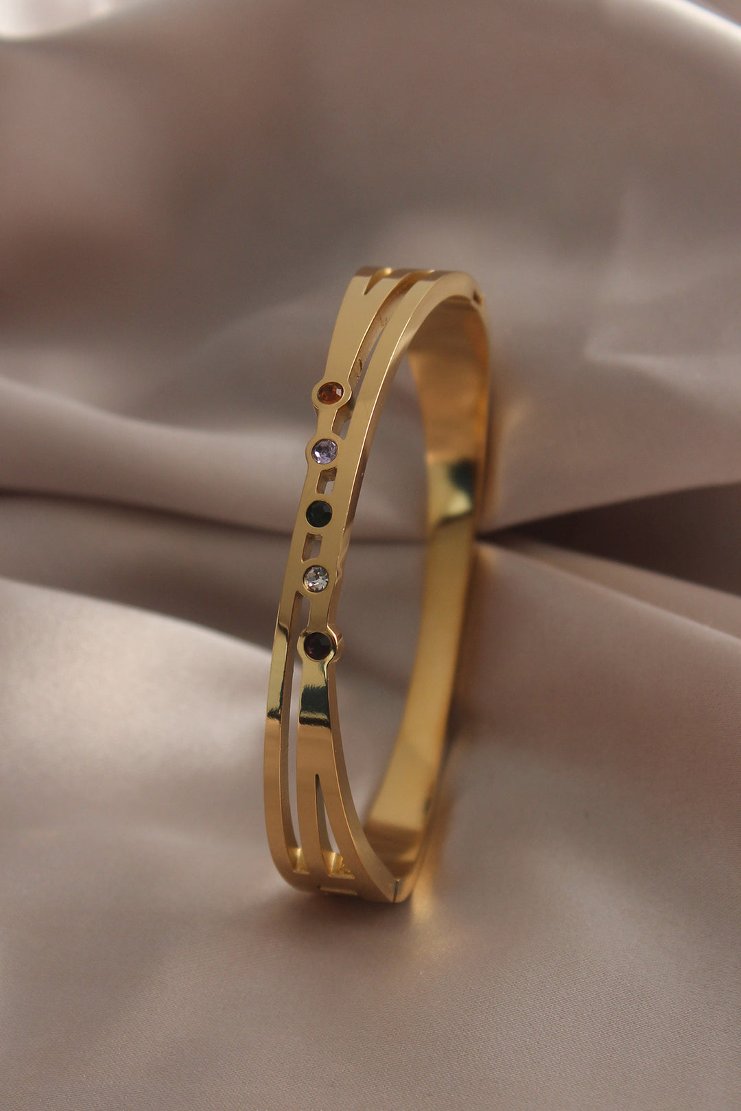 EBJ 316L Steel Gold Color Zircon Stone Gold Color Women's Cuff - Livingston