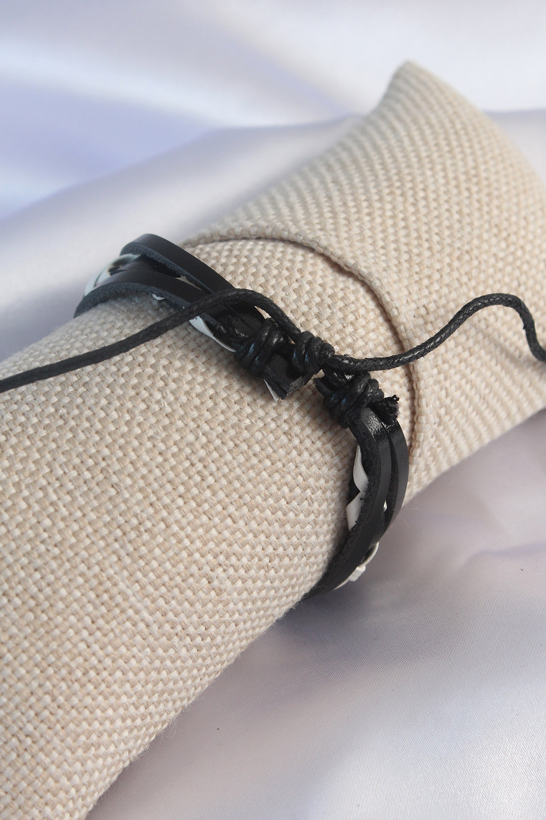 EBJ Black and White Leather Cord Men's Bracelet - Joplin