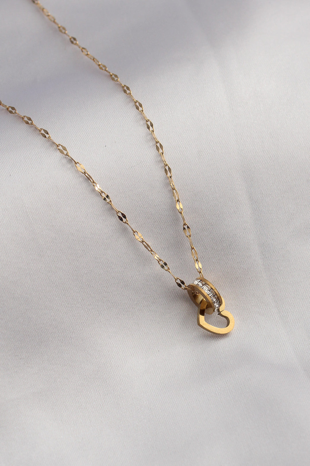 EBJ 316L Steel Gold Color Ring Heart Model Zircon Stone Women's Necklace - Aulnay-sous-Bois