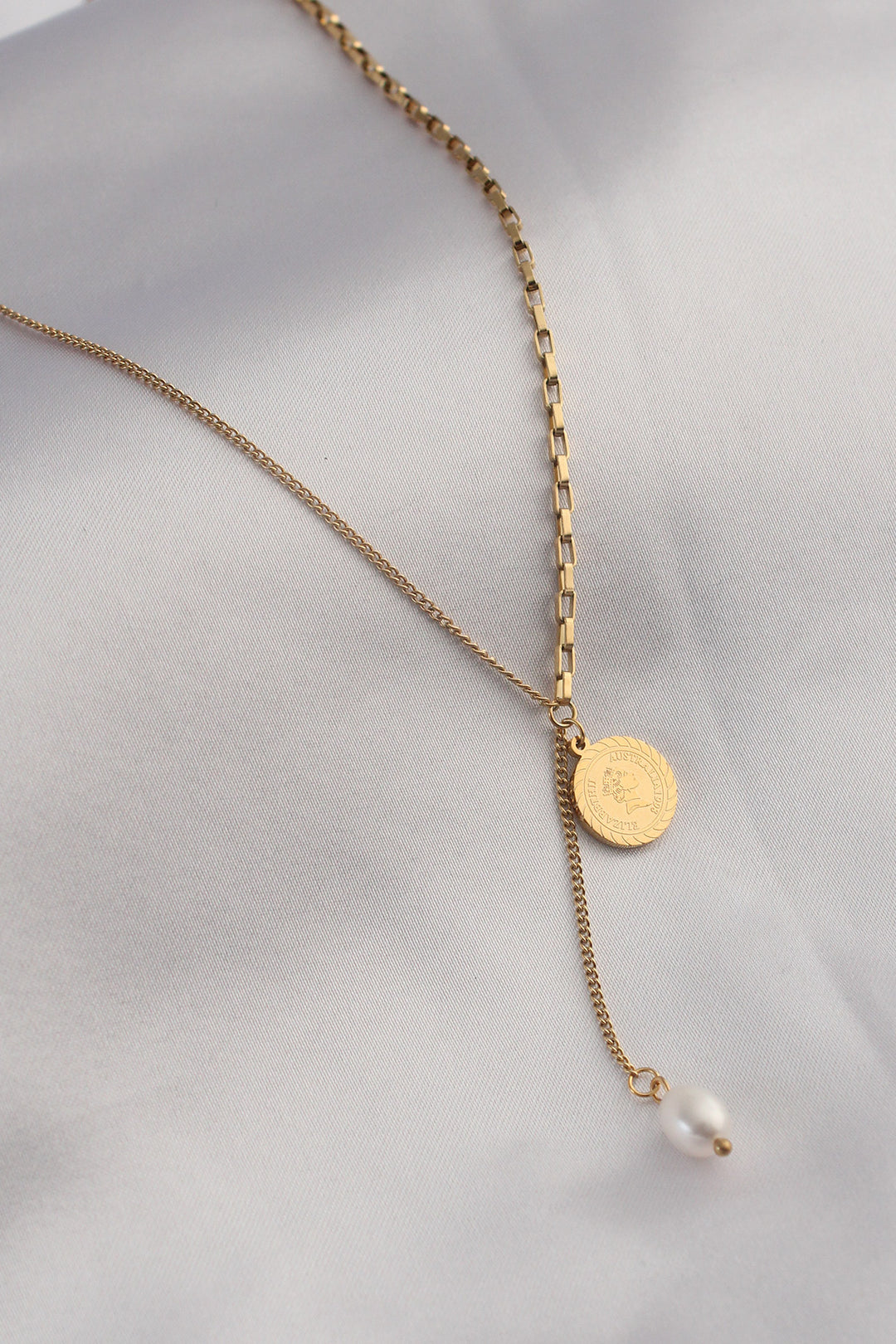 EBJ 316L Steel Gold Color Processing Dangle Model Women's Necklace - Riga