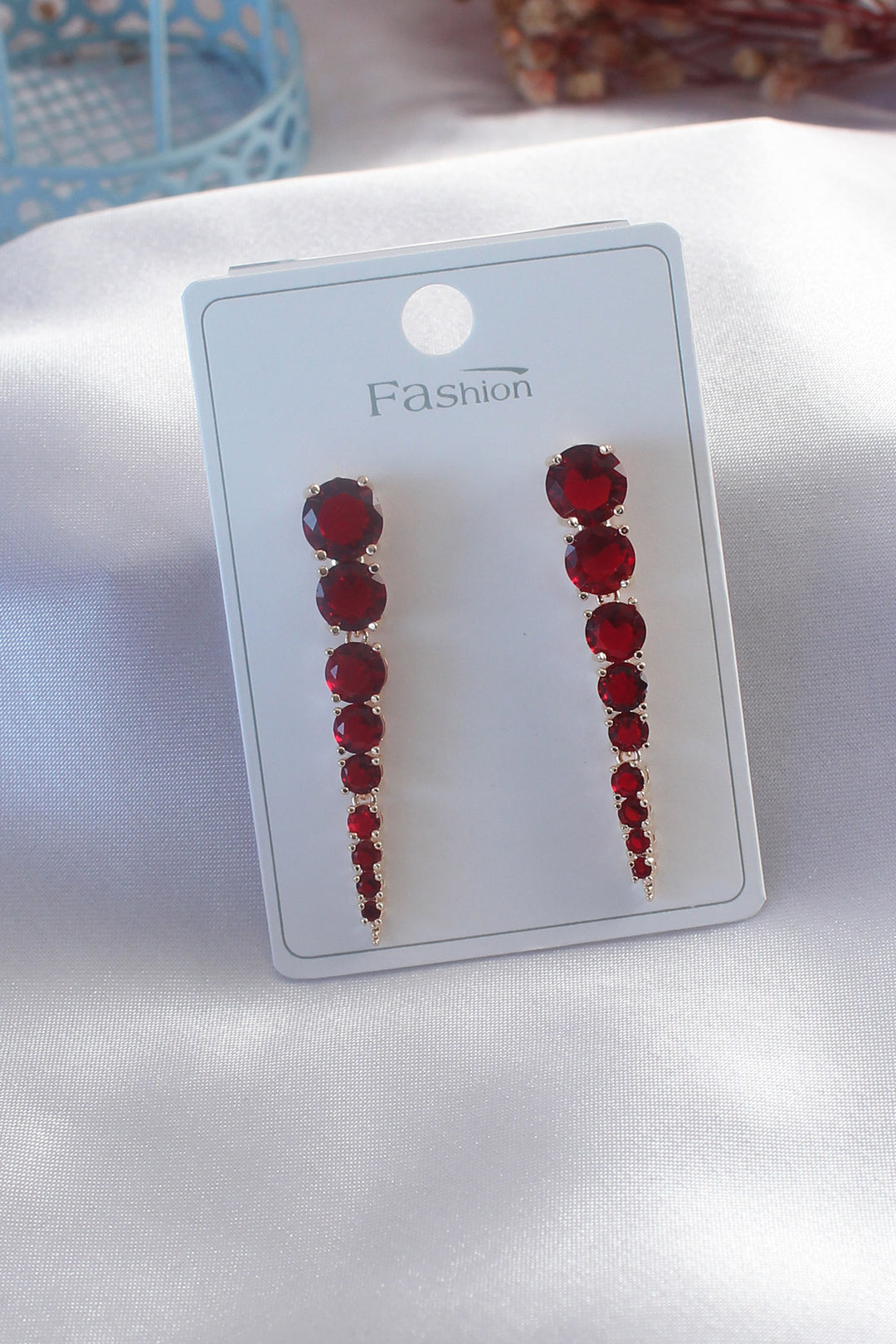 EBJ Gold Color Red Color Zircon Stone Women's Earrings - Pikesville