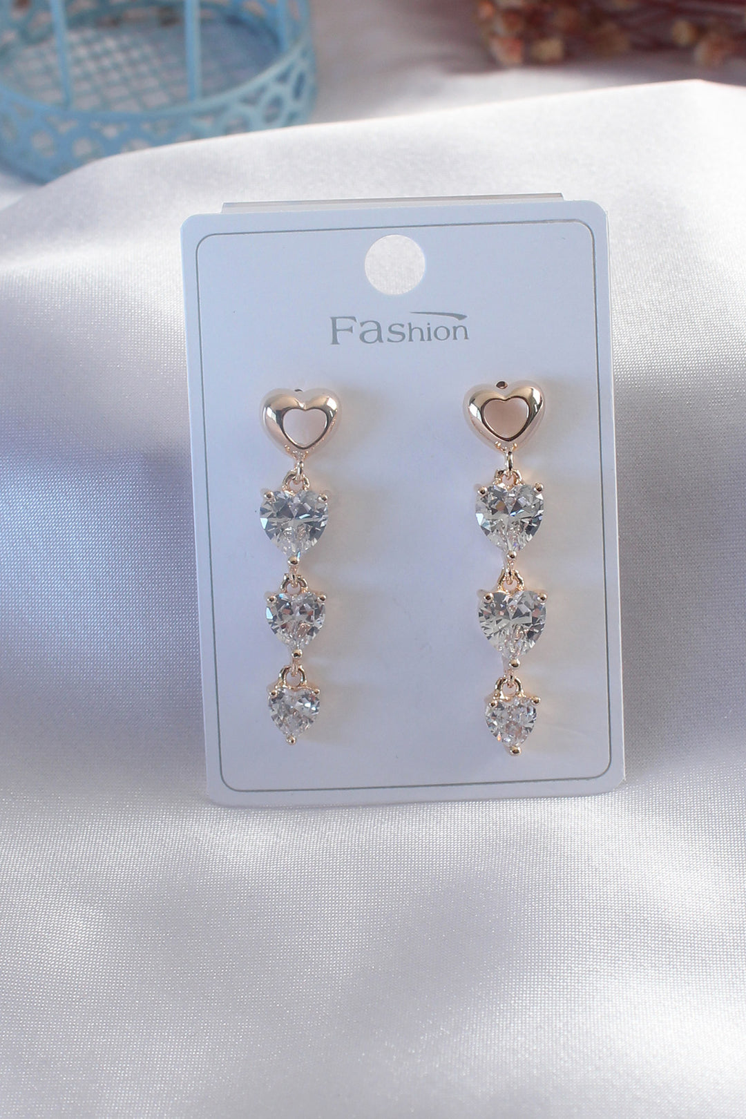 EBJ Gold Color Heart Shaped Zircon Stone Women's Earrings - Cupertino