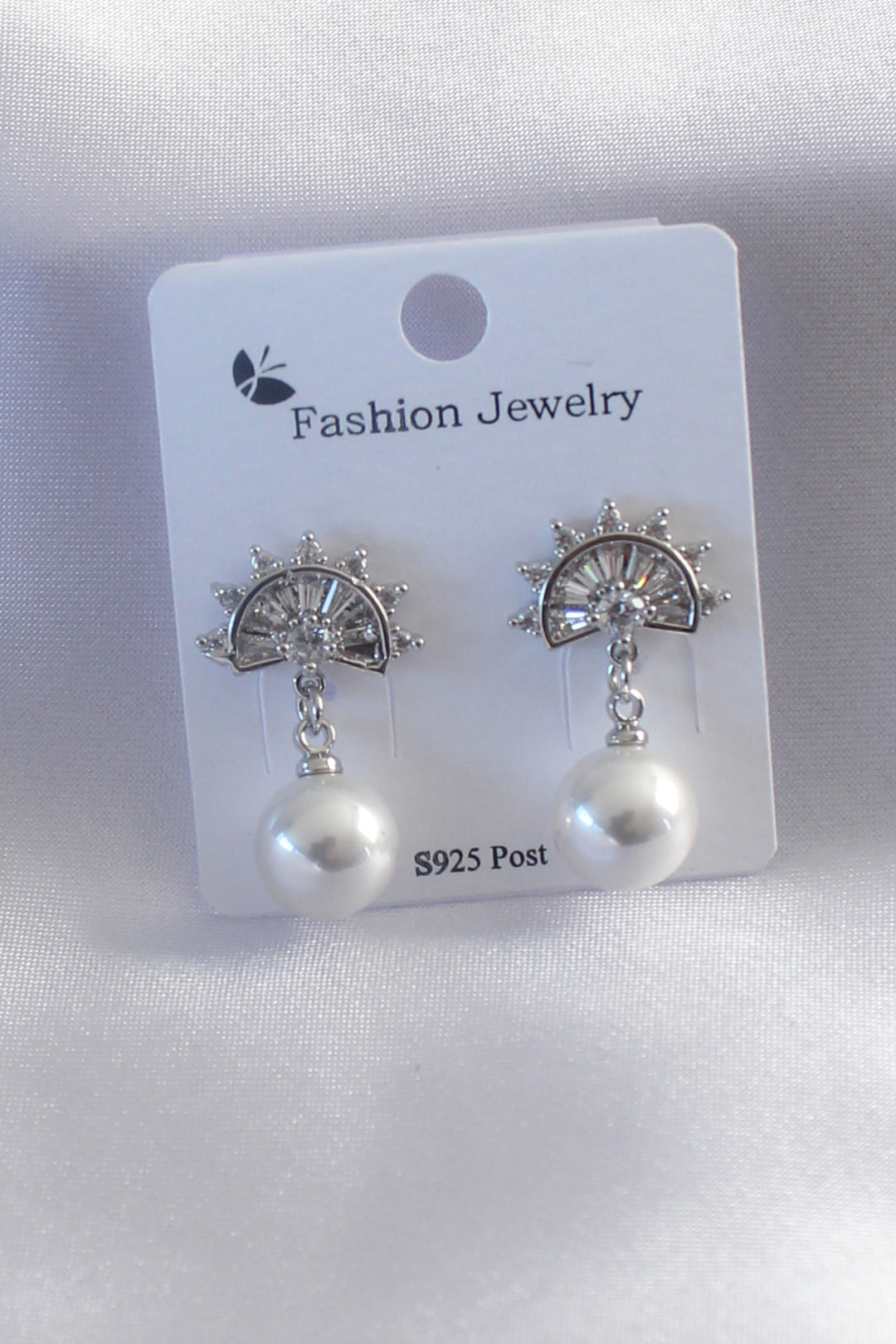 EBJ Silver Color Zircon Stone Dangle Pearl Model Women's Earrings - Coatepec