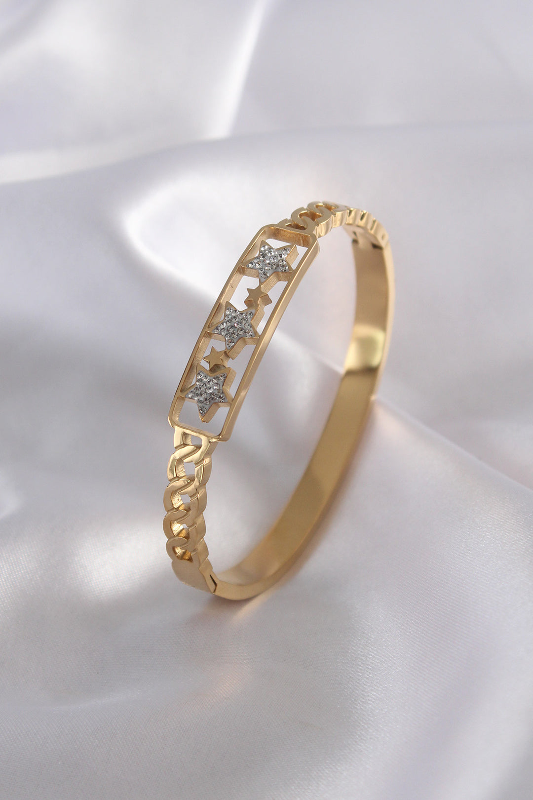 EBJ 316L Stainless Steel Gold Color Star Model Bracelet with Zircon Stone for Women - Laatzen