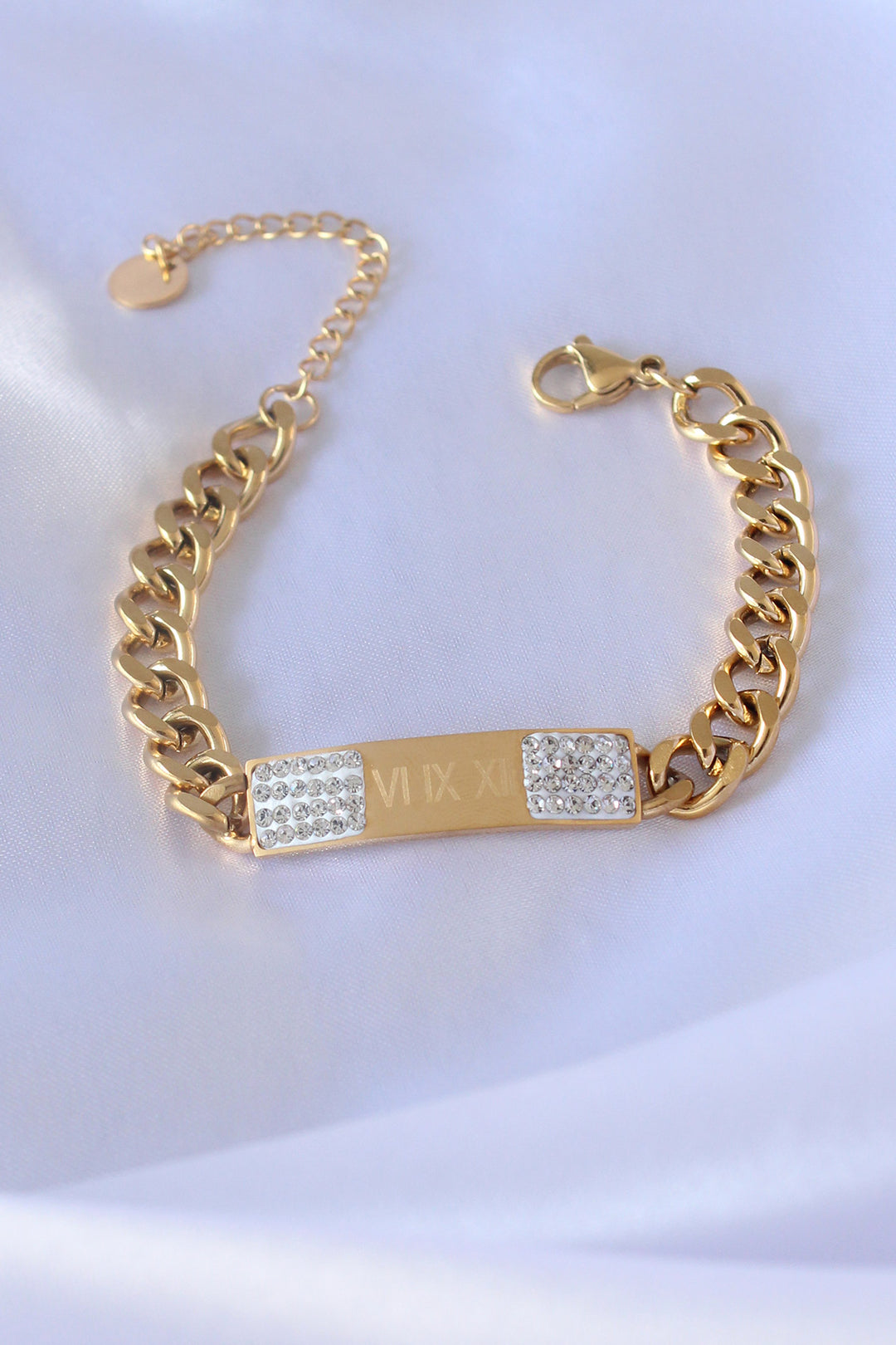 EBJ 316L Steel Gold Color Chain Model Processing Detail Zircon Stone Women's Bracelet - Tyler