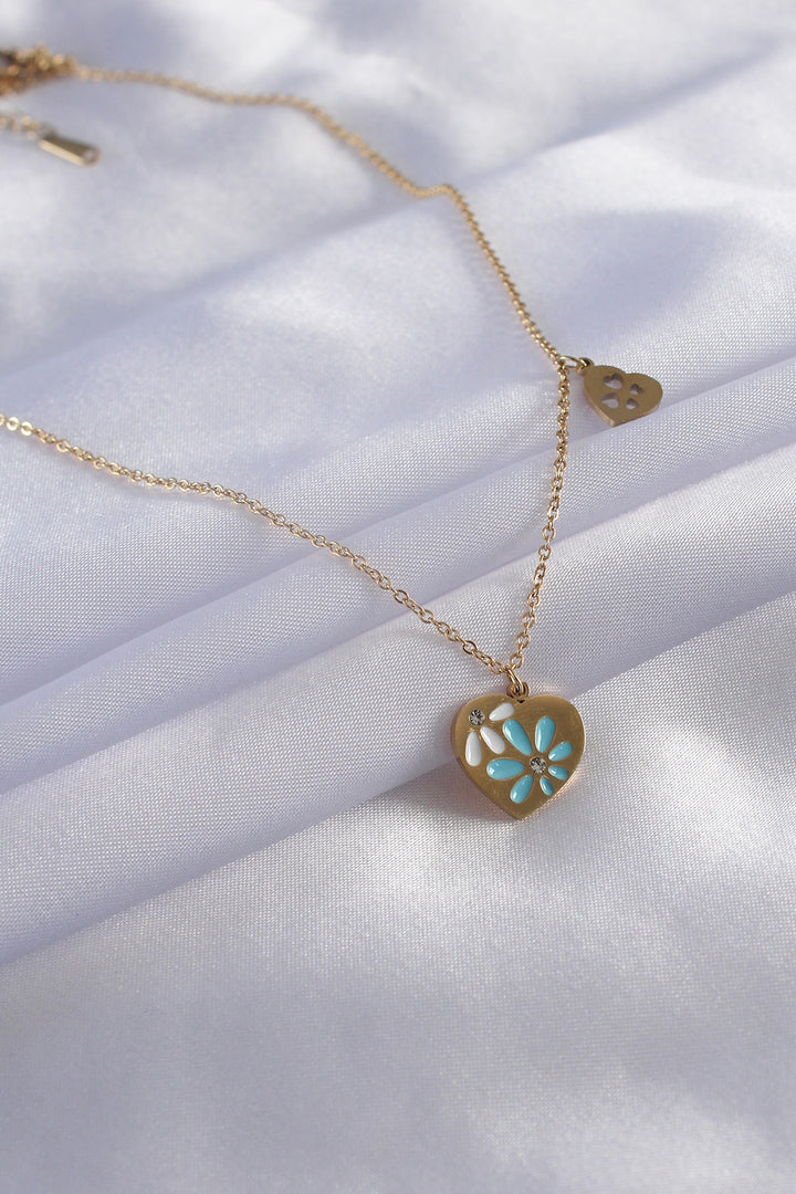 EBJ 316L Steel Gold Color Processing Heart Figure Women's Necklace - Tonalá