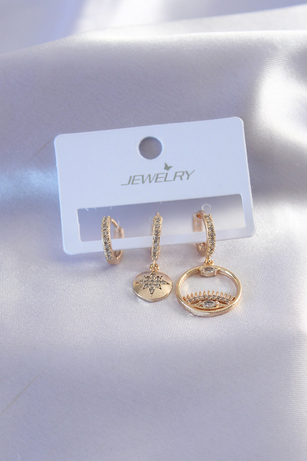 EBJ Gold Color Zircon Stone Eye Figure Women's Earring - Clarksville