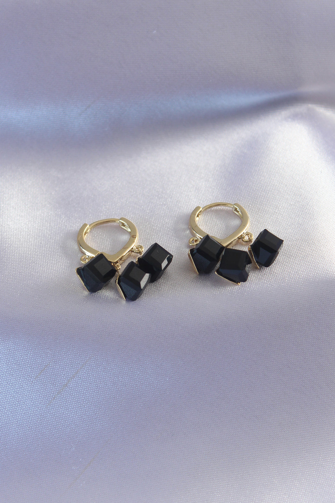EBJ Gold Color Black Square Pattern Dangle Women Earrings - Túxpam de Rodríguez Cano