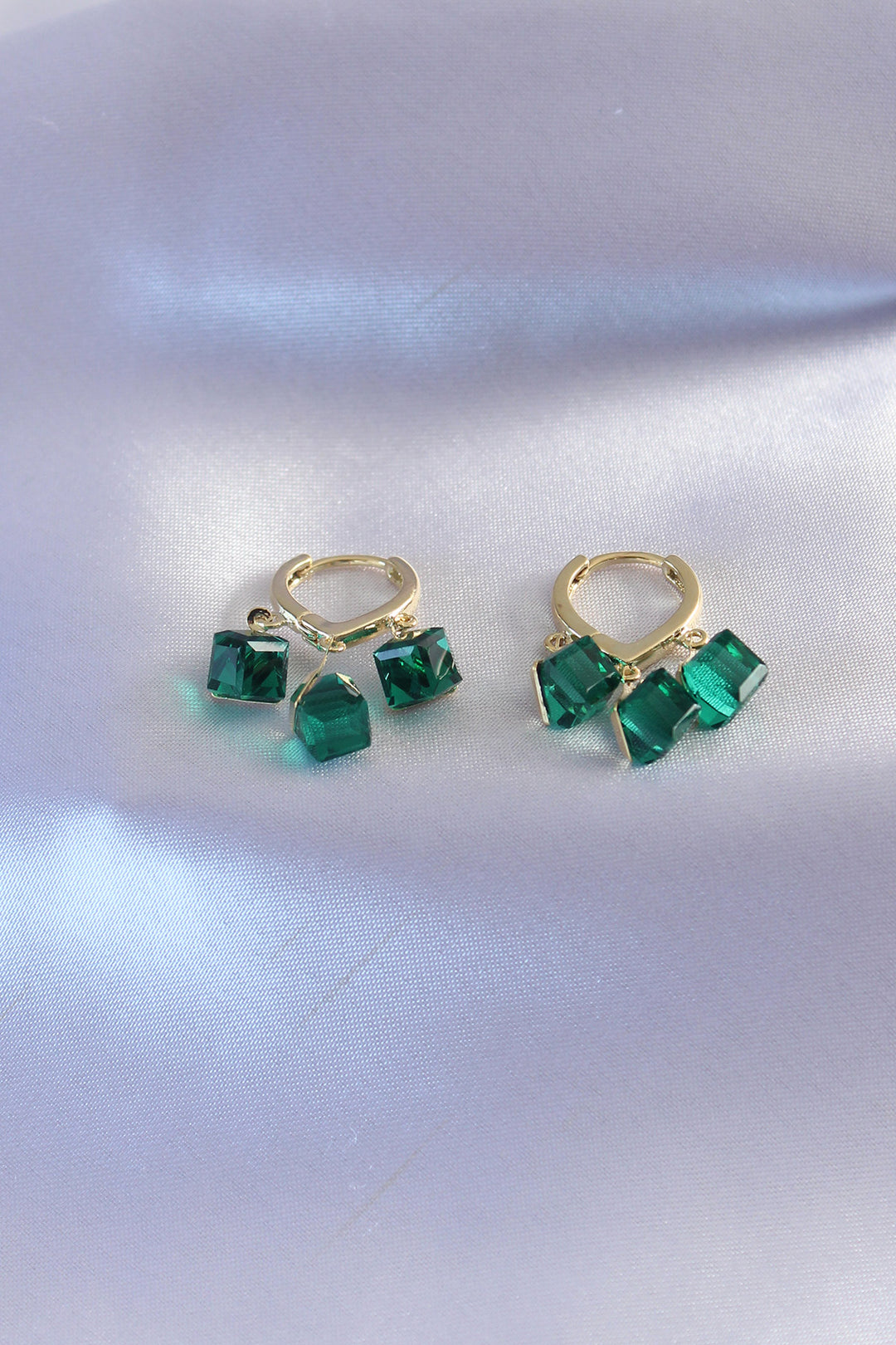 EBJ Gold Color Green Crystal Stone Women's Earrings - Pine Hills