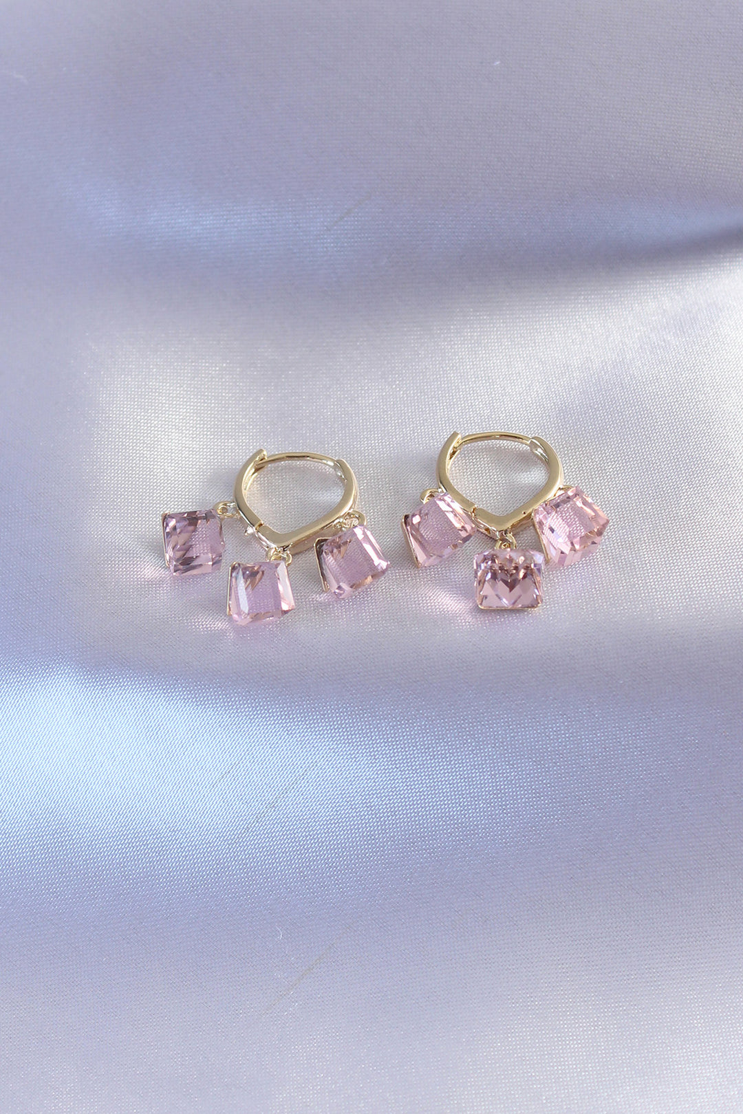 EBJ Gold Color Pink Crystal Stone Women's Earrings - Melito di Napoli