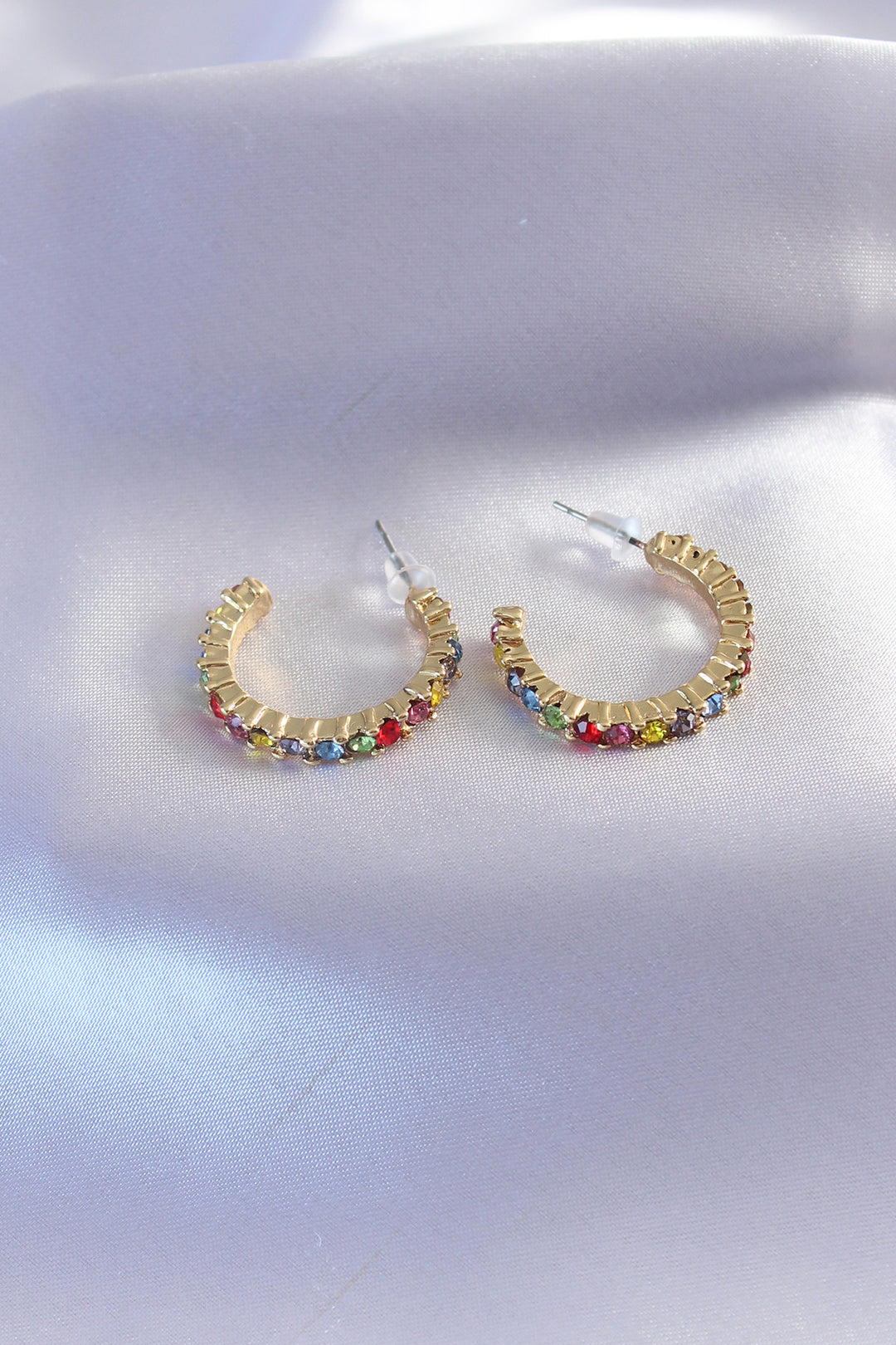 EBJ Gold Color Half Hoop Model Colorful Crystal Stone Women's Earring - Albano Laziale