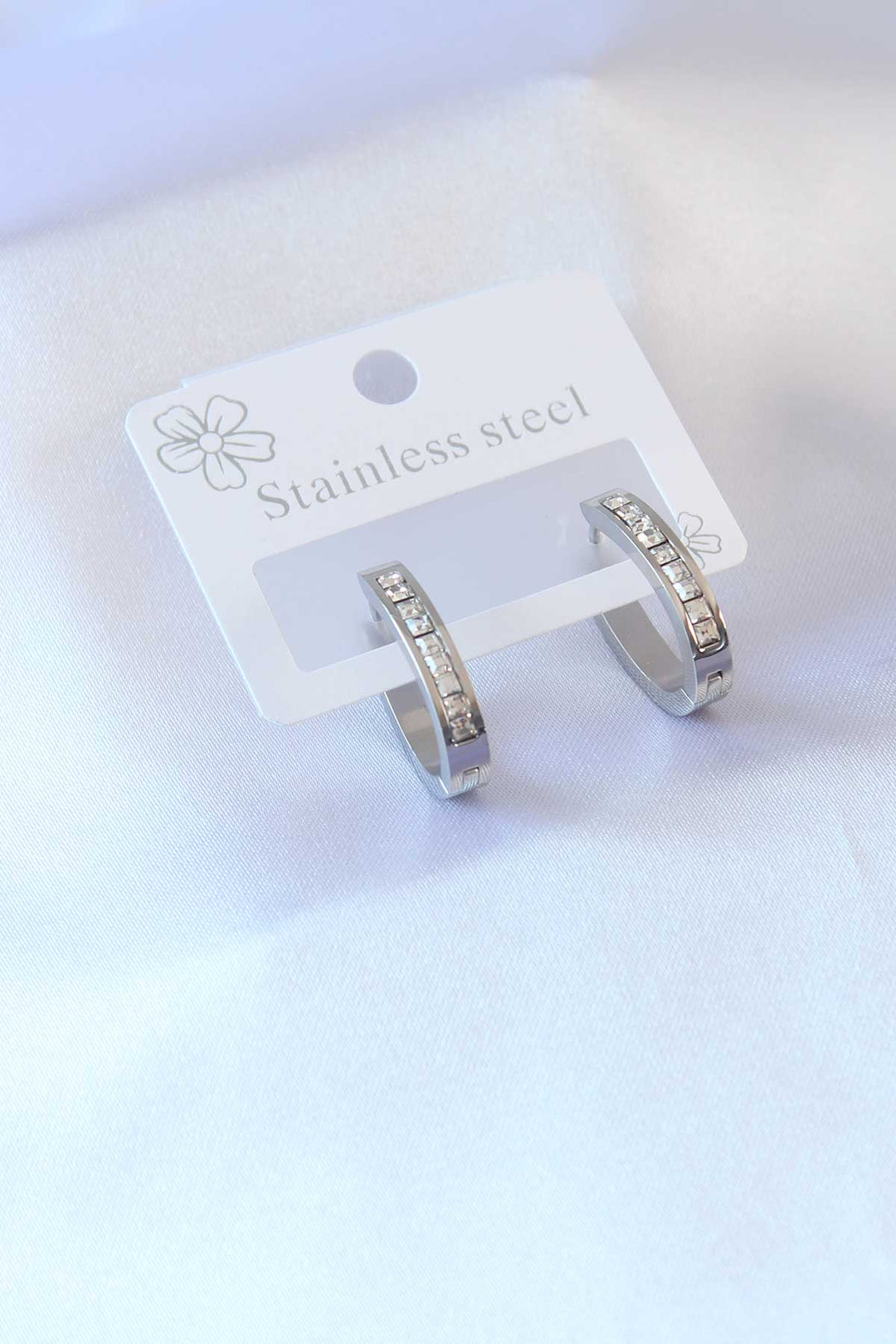 EBJ 316L Stainless Steel Silver Color Zircon Stone Women's Earring - Placentia