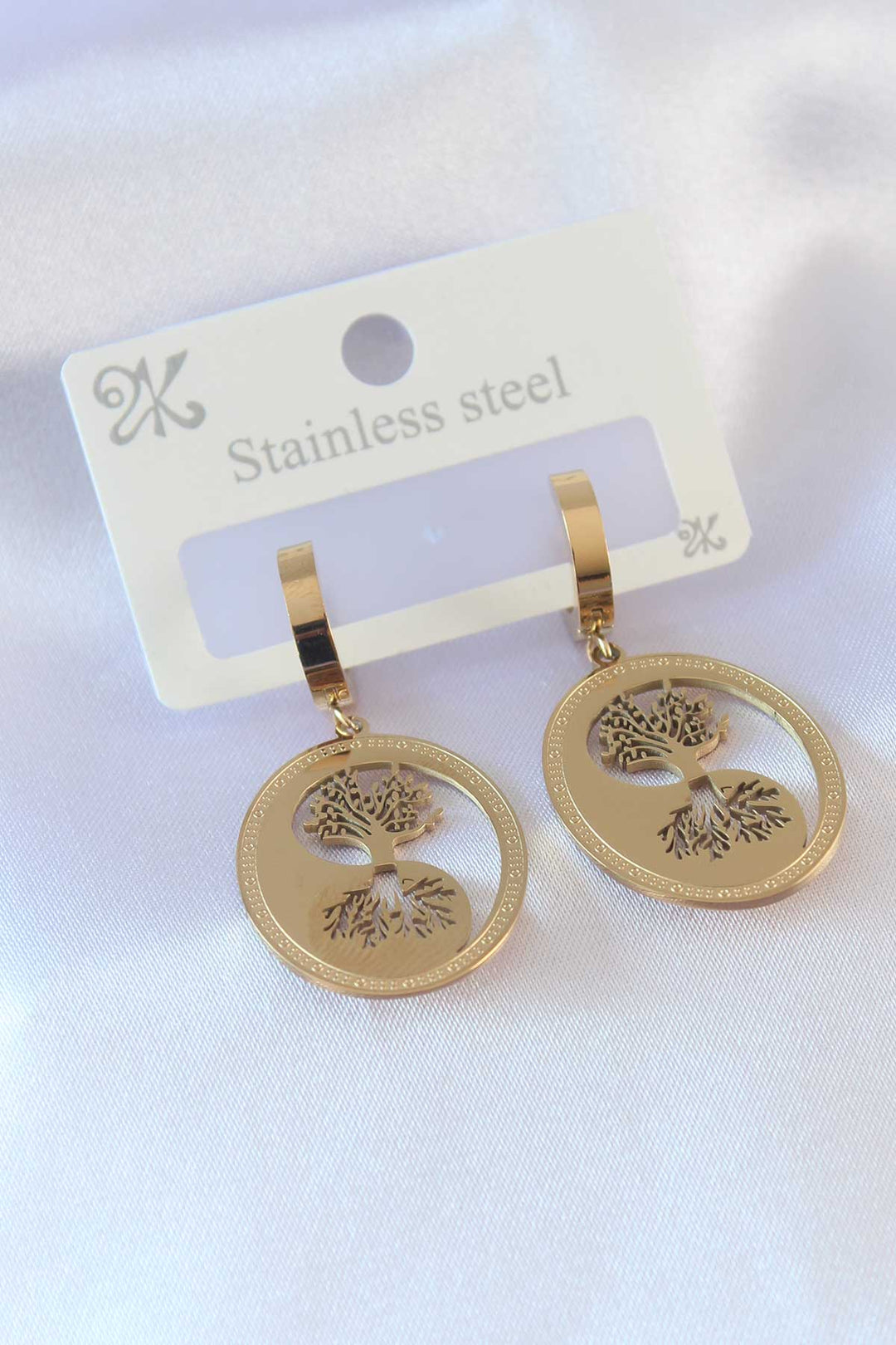 EBJ 316L Steel Gold Color Tree of Life Processing Women's Earrings - Beloit