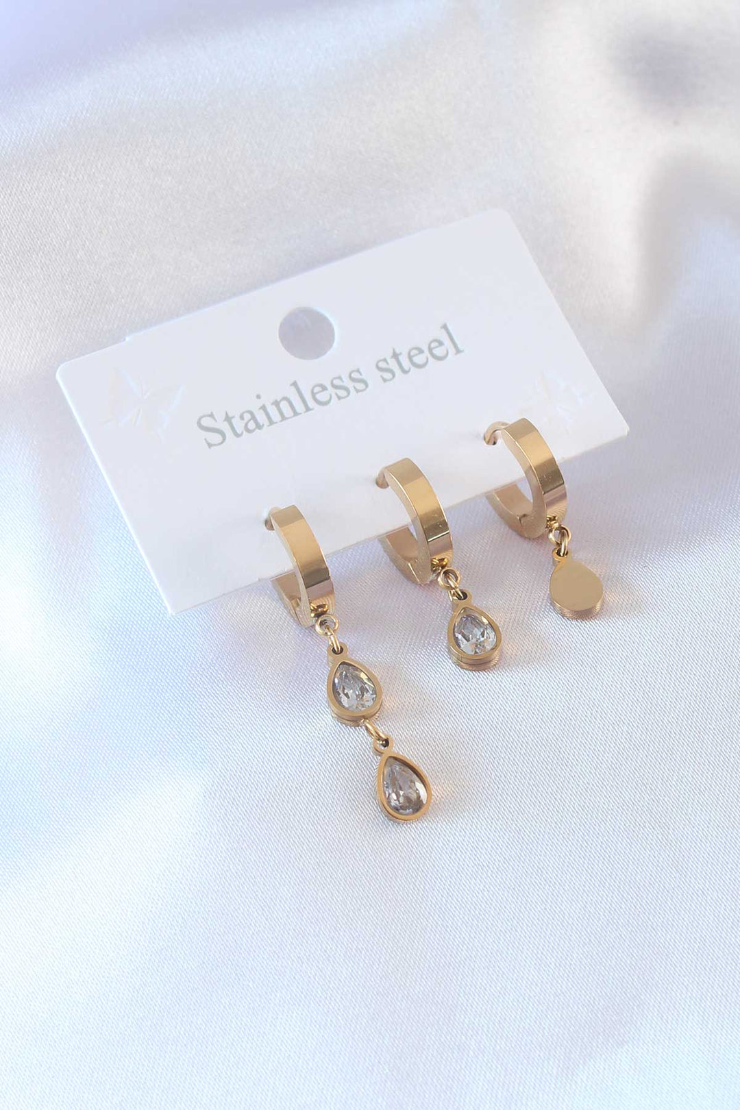 EBJ 316L Steel Gold Color Zircon Stone Drop Model Women's Earring - Binghamton