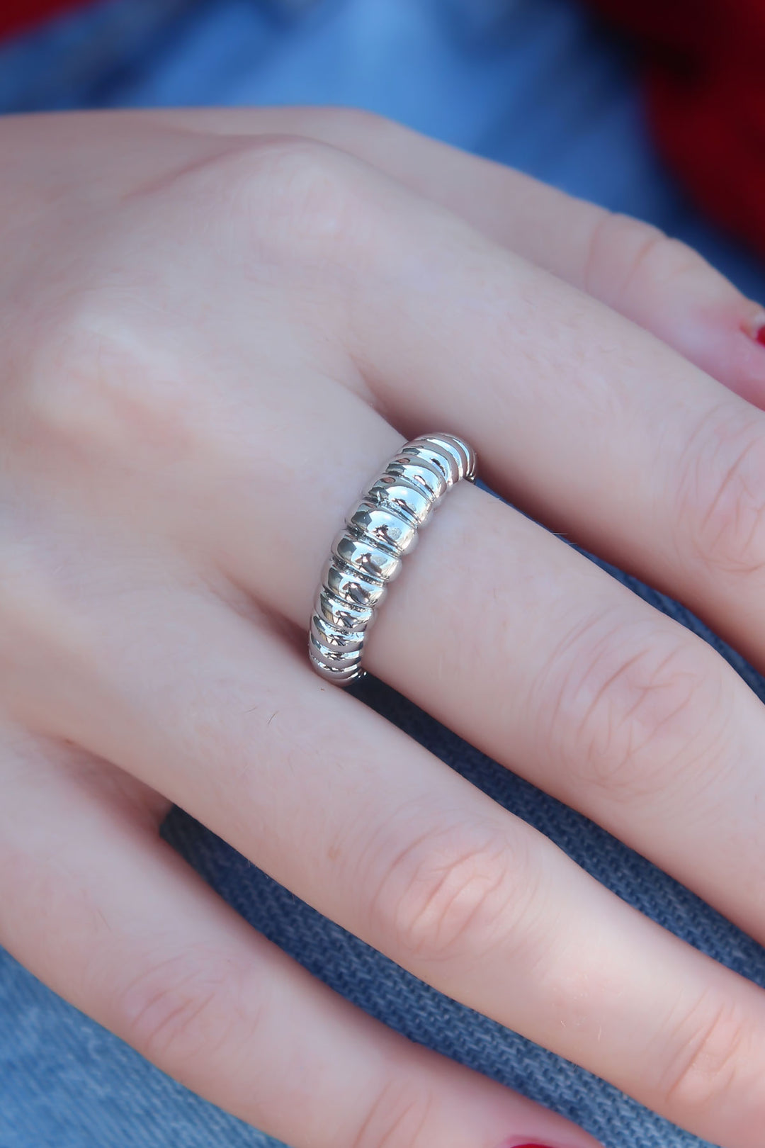 EBJ Silver Color Spiral Design Women's Ring - Cava de’ Tirreni