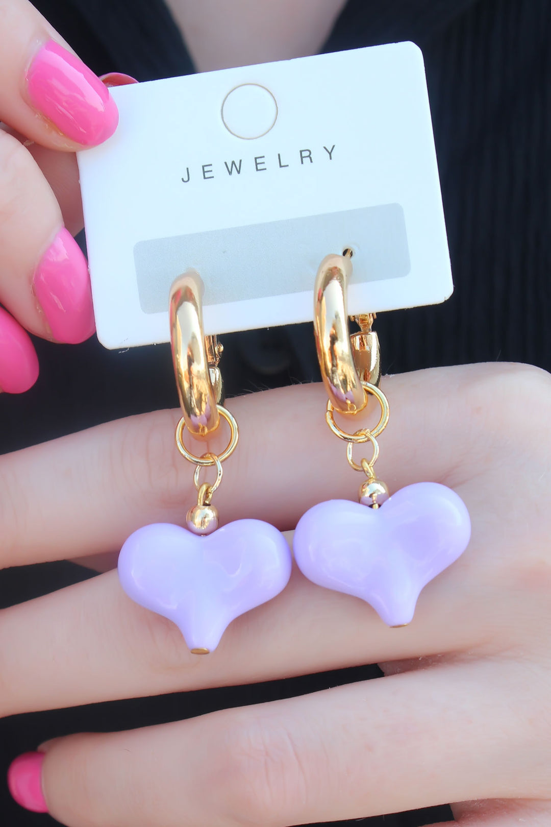 EBJ Gold Color Hoop Lilac Heart Model Women's Earrings - Burlington