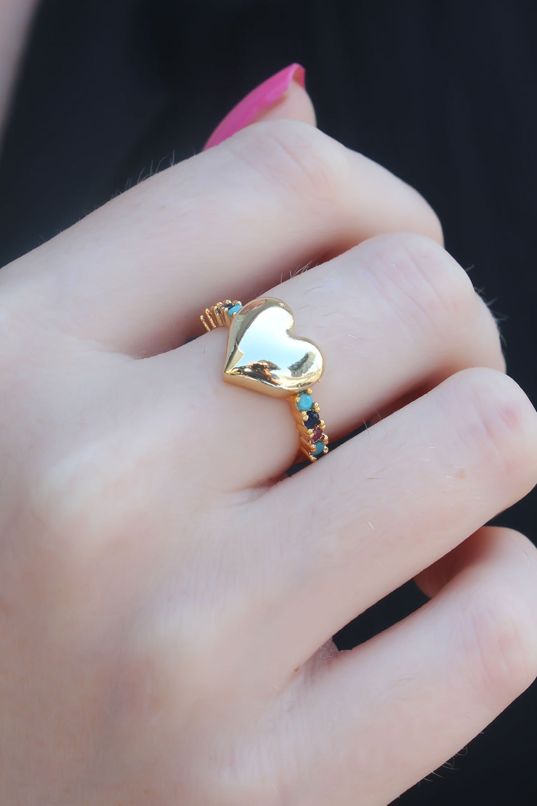 EBJ Gold Color Heart Shape Zircon Stone Women's Ring - Soledad de Graciano Sánchez